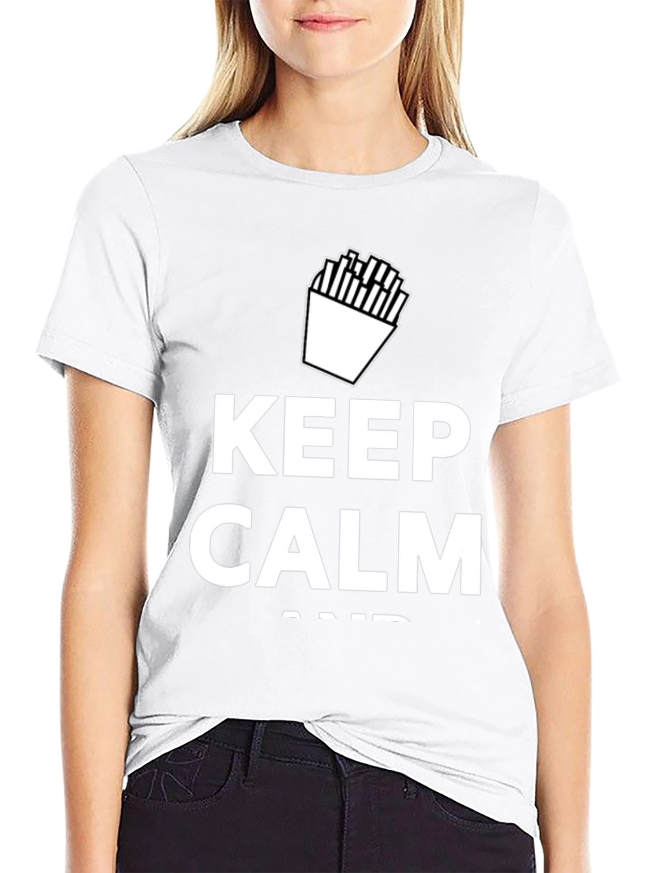 Keep Calm and Eat Fries Black T-Shirt