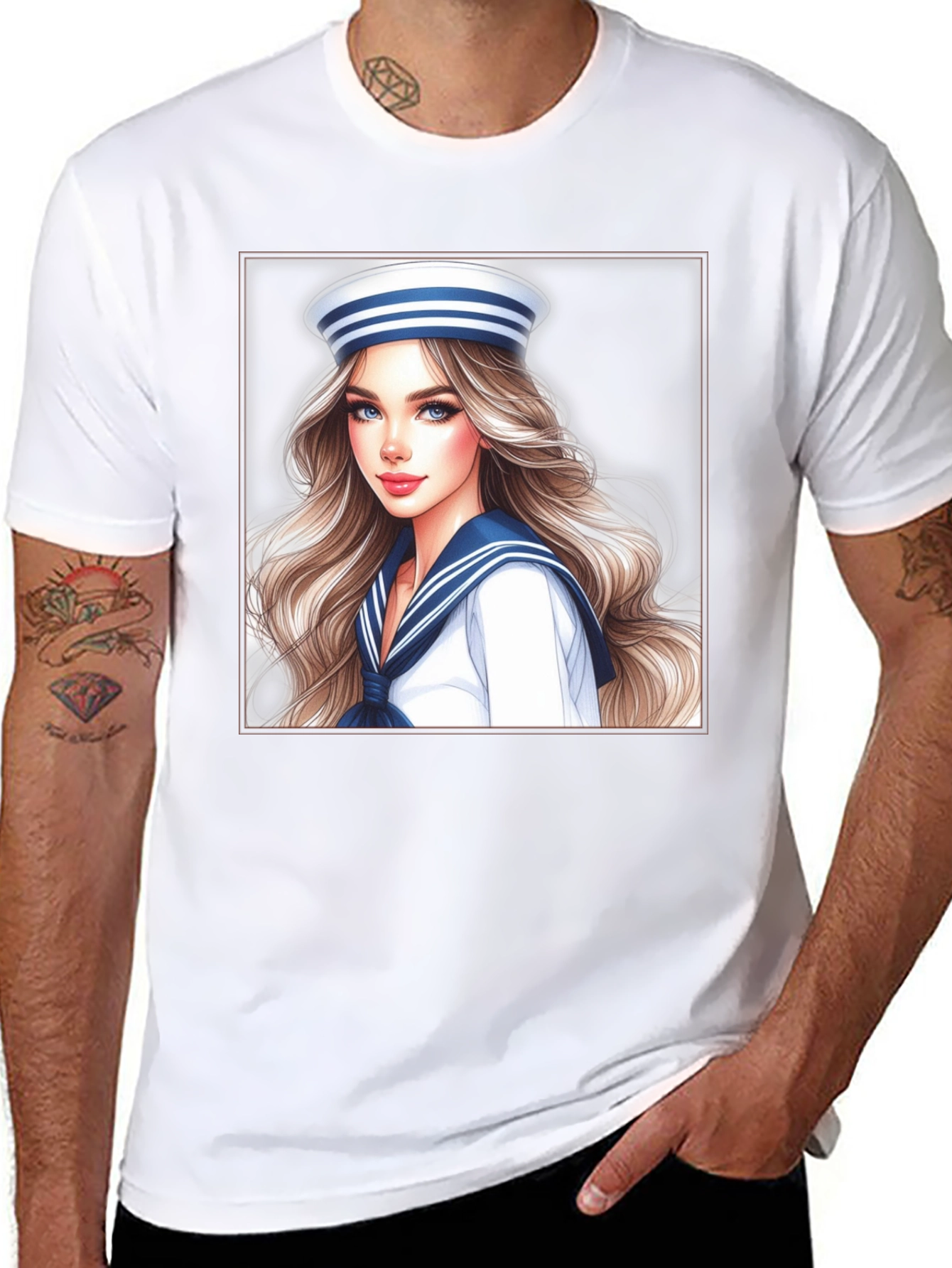 Sailor Girl Graphic T-Shirt - Unique Trendy Design