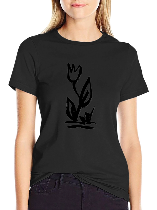 Black Tulip Graphic Tee - Modern Style