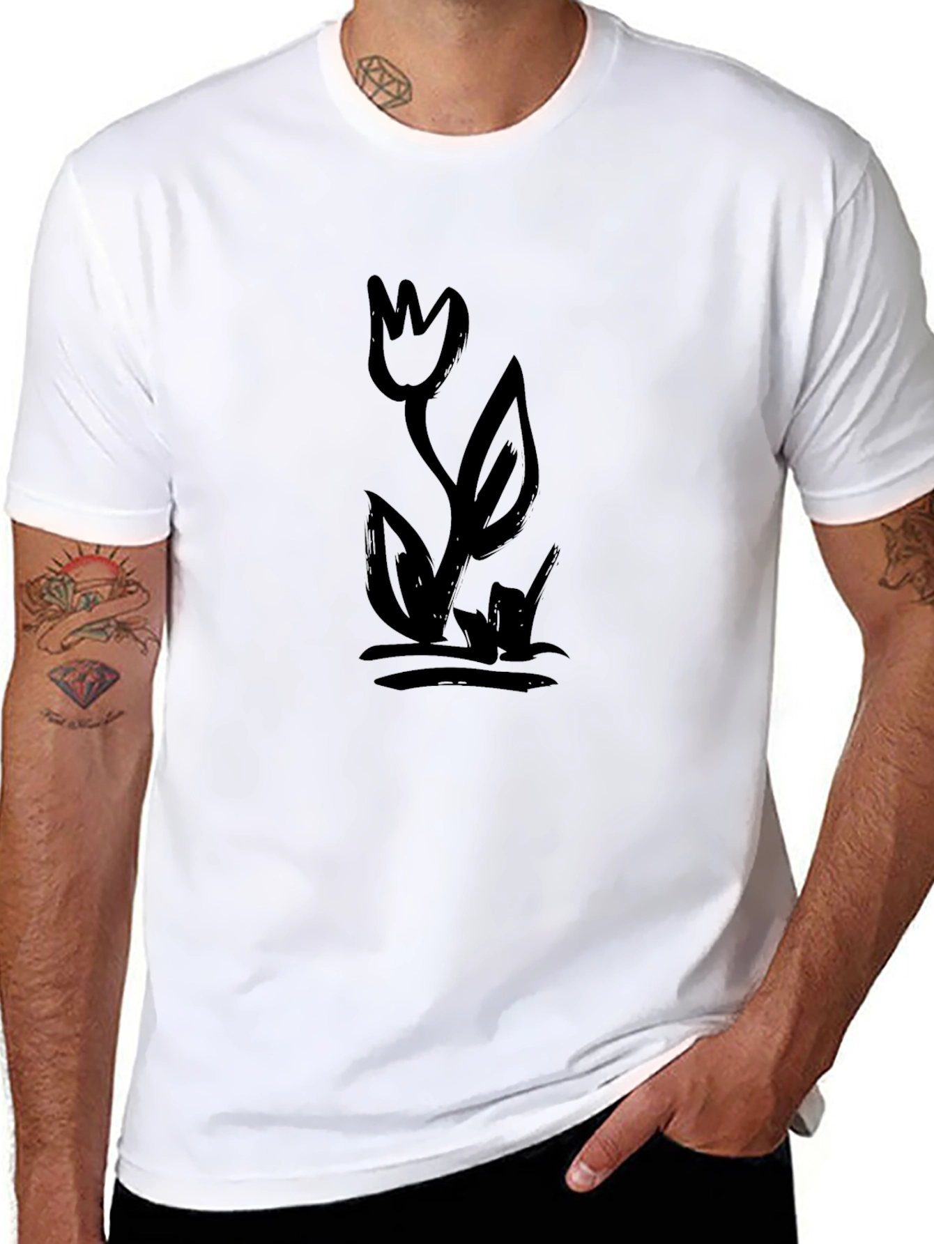 Black Tulip Graphic Tee - Modern Style
