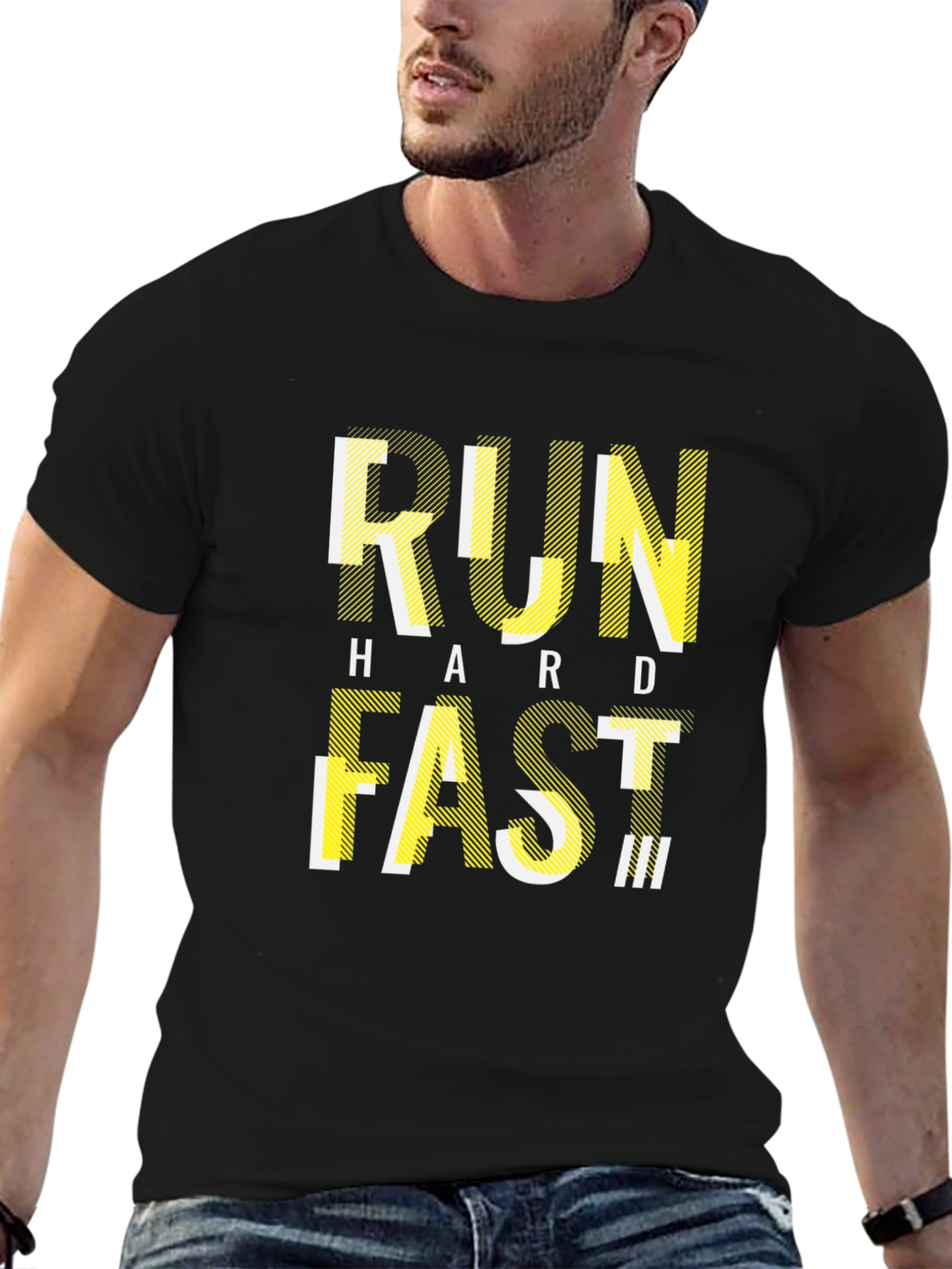 Run Hard Fast T-Shirt - Black Graphic Tee