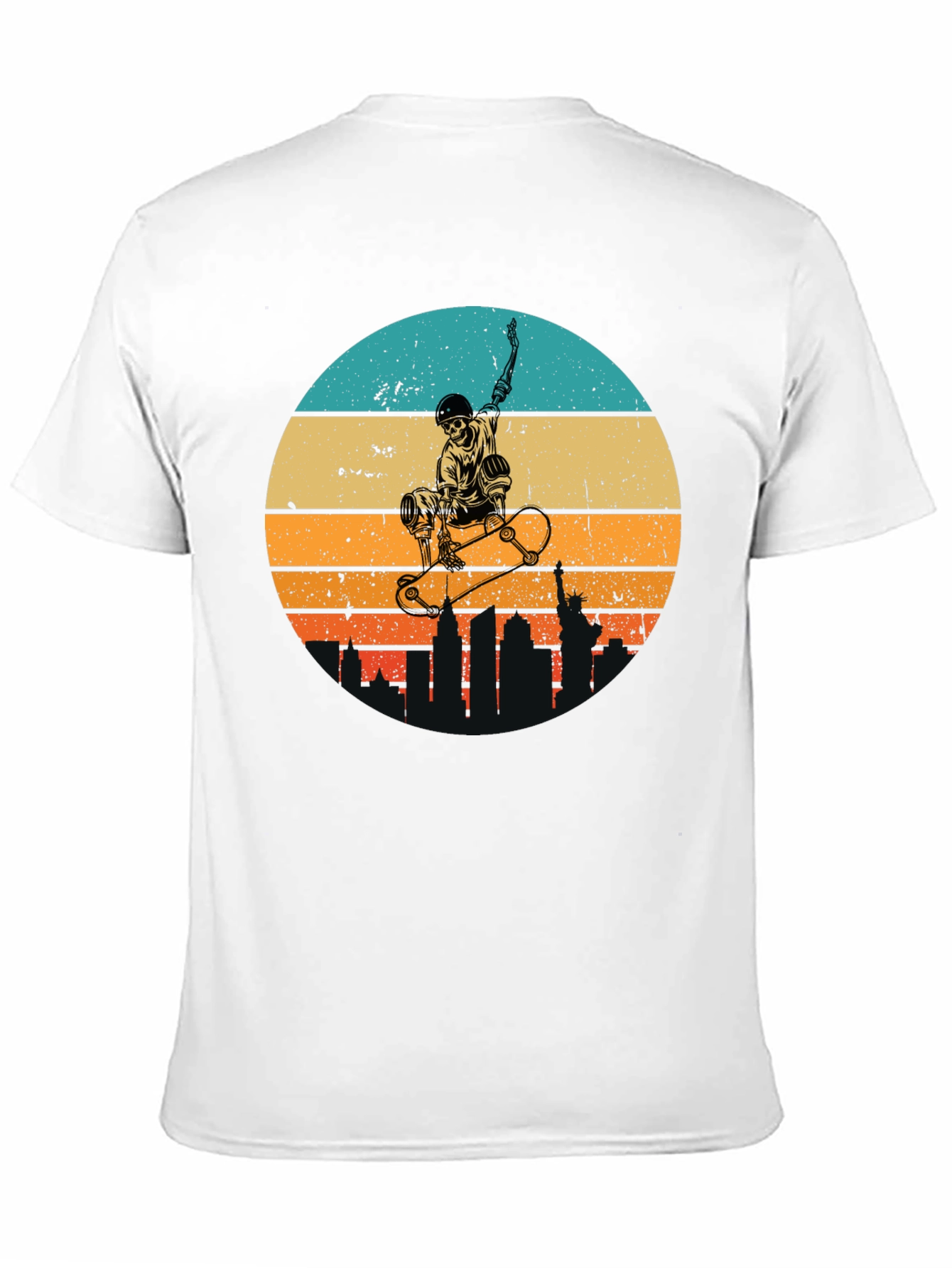 Skateboard Skeleton Sunset Graphic Tee