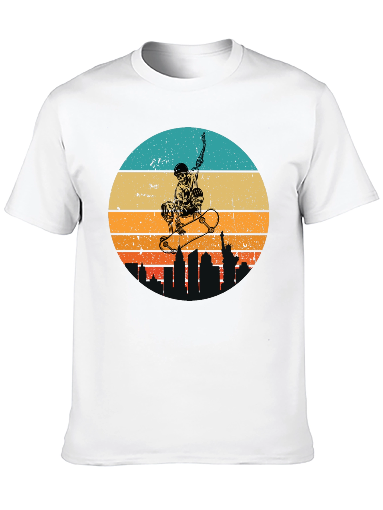 Skateboard Skeleton Sunset Graphic Tee