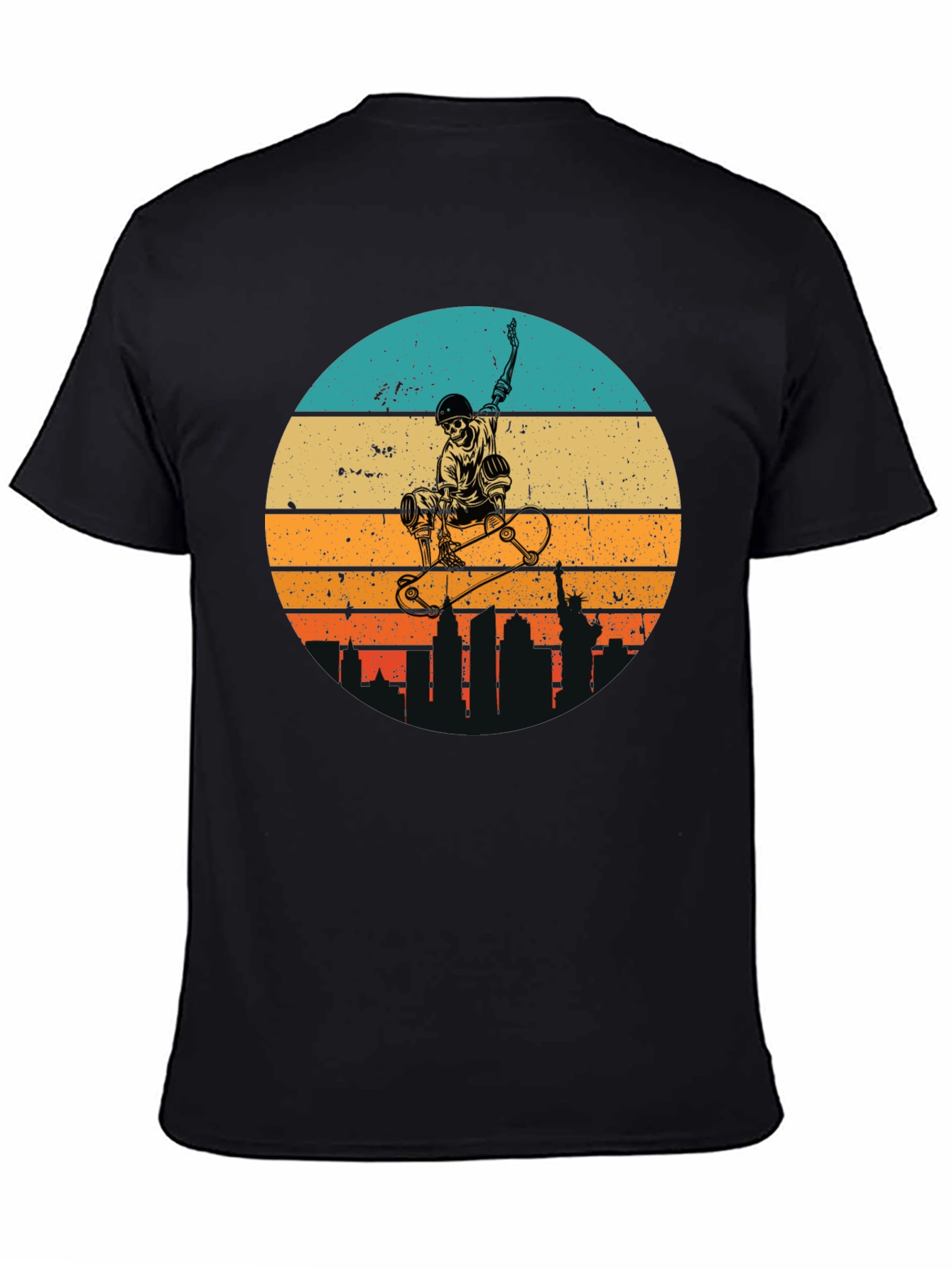 Skateboard Skeleton Sunset Graphic Tee