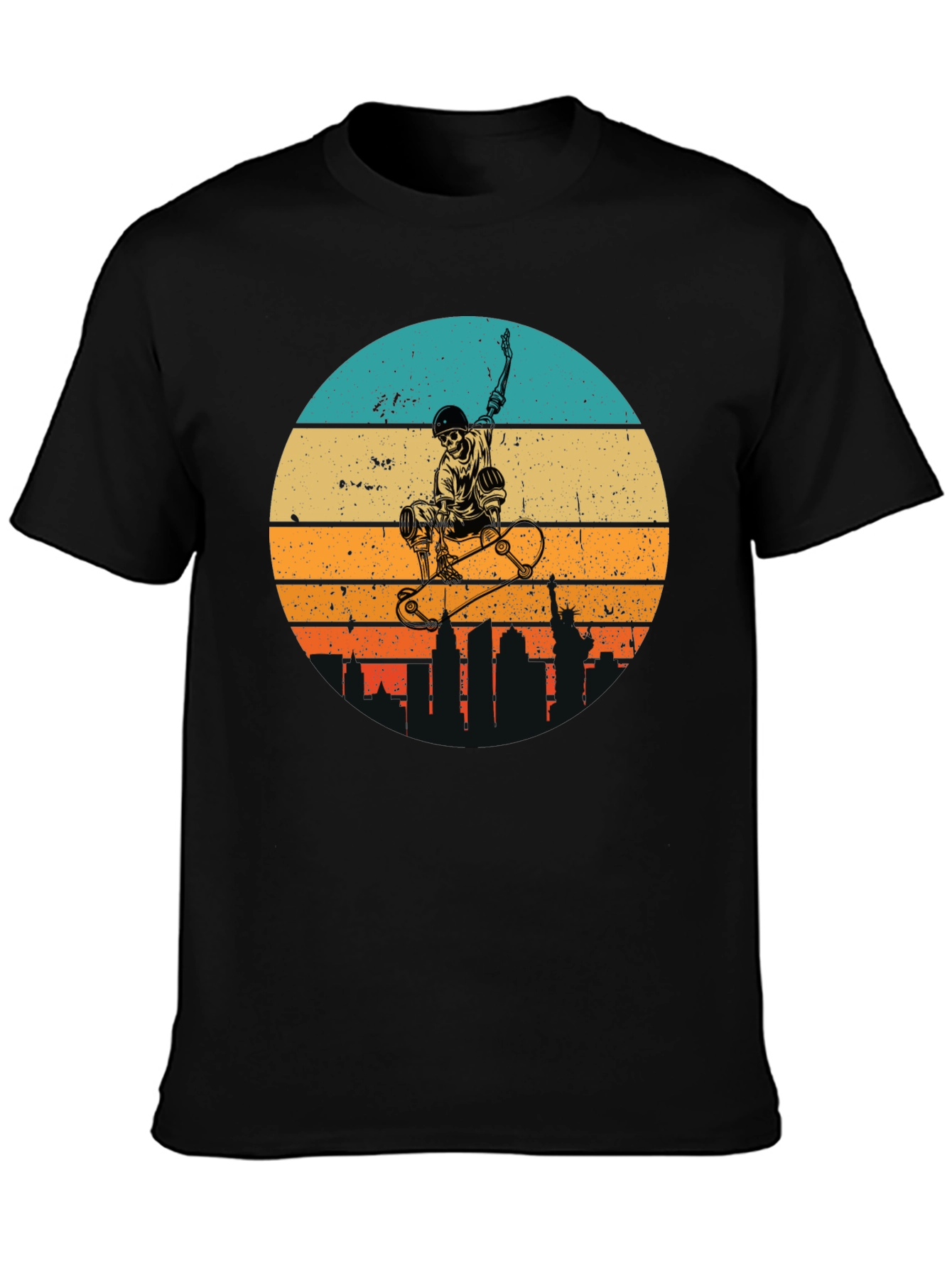 Skateboard Skeleton Sunset Graphic Tee