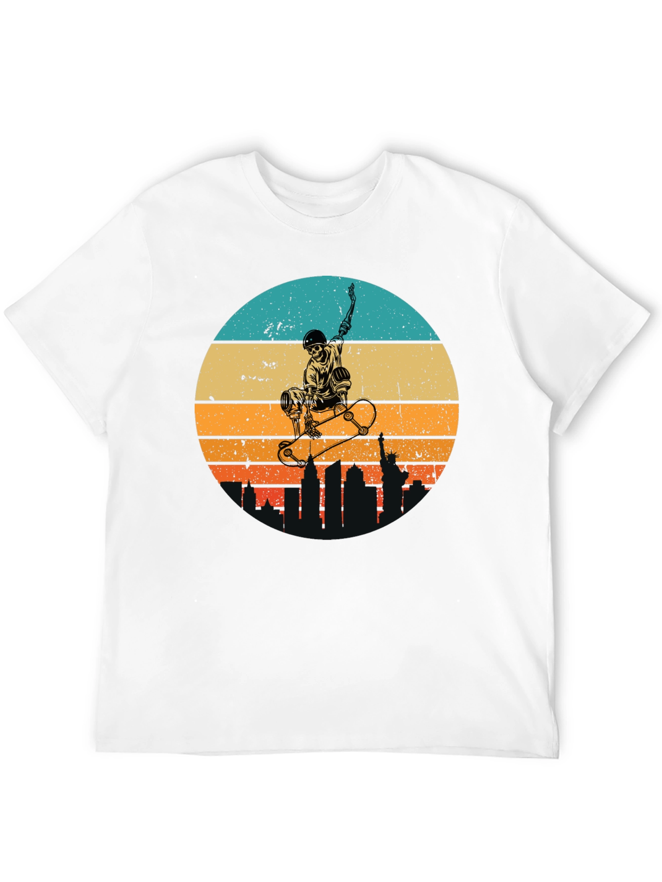 Skateboard Skeleton Sunset Graphic Tee