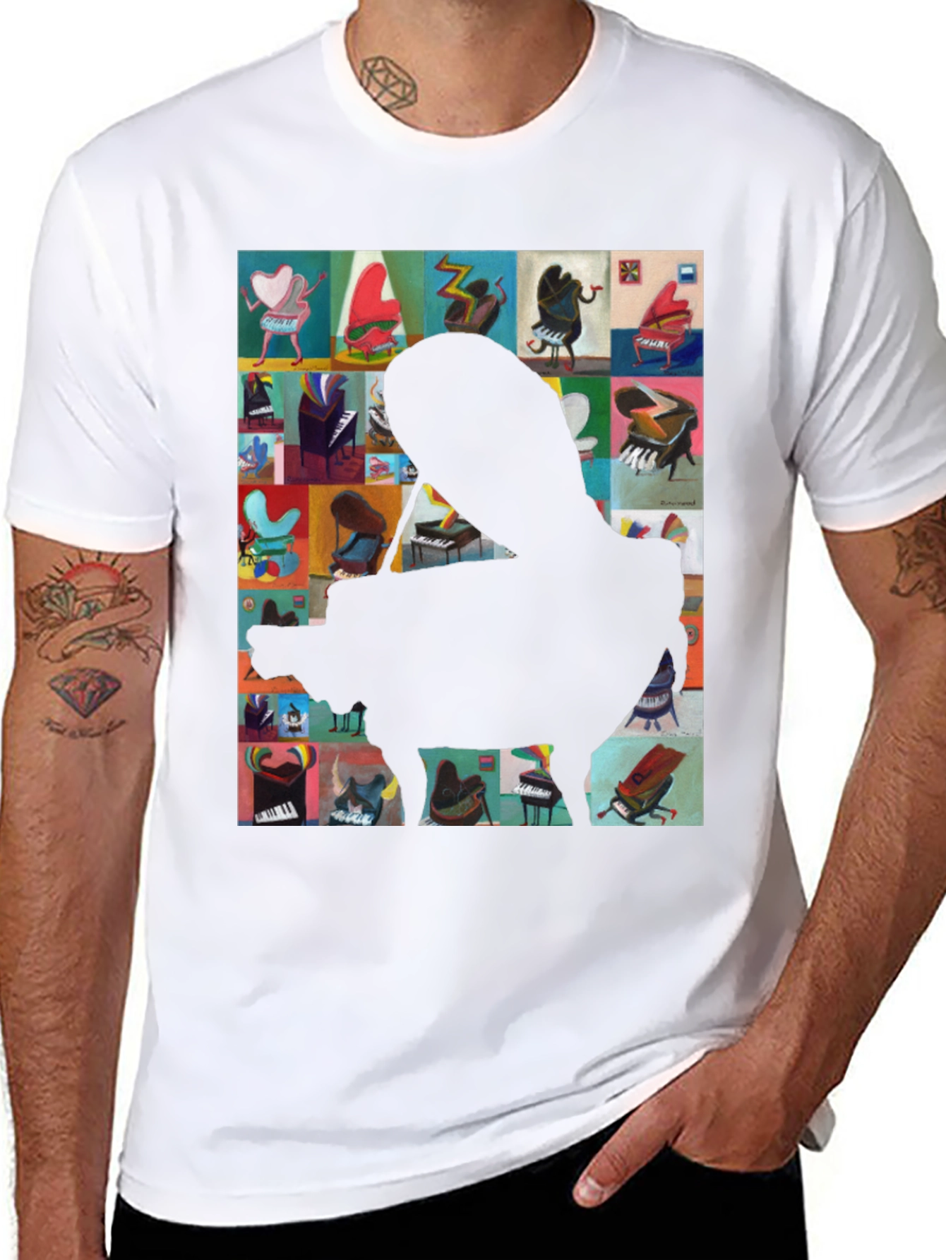 Piano Art Graphic Tee - Music Lover T-Shirt