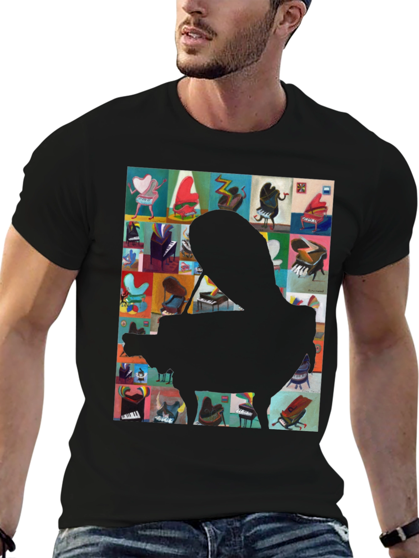 Piano Art Graphic Tee - Music Lover T-Shirt