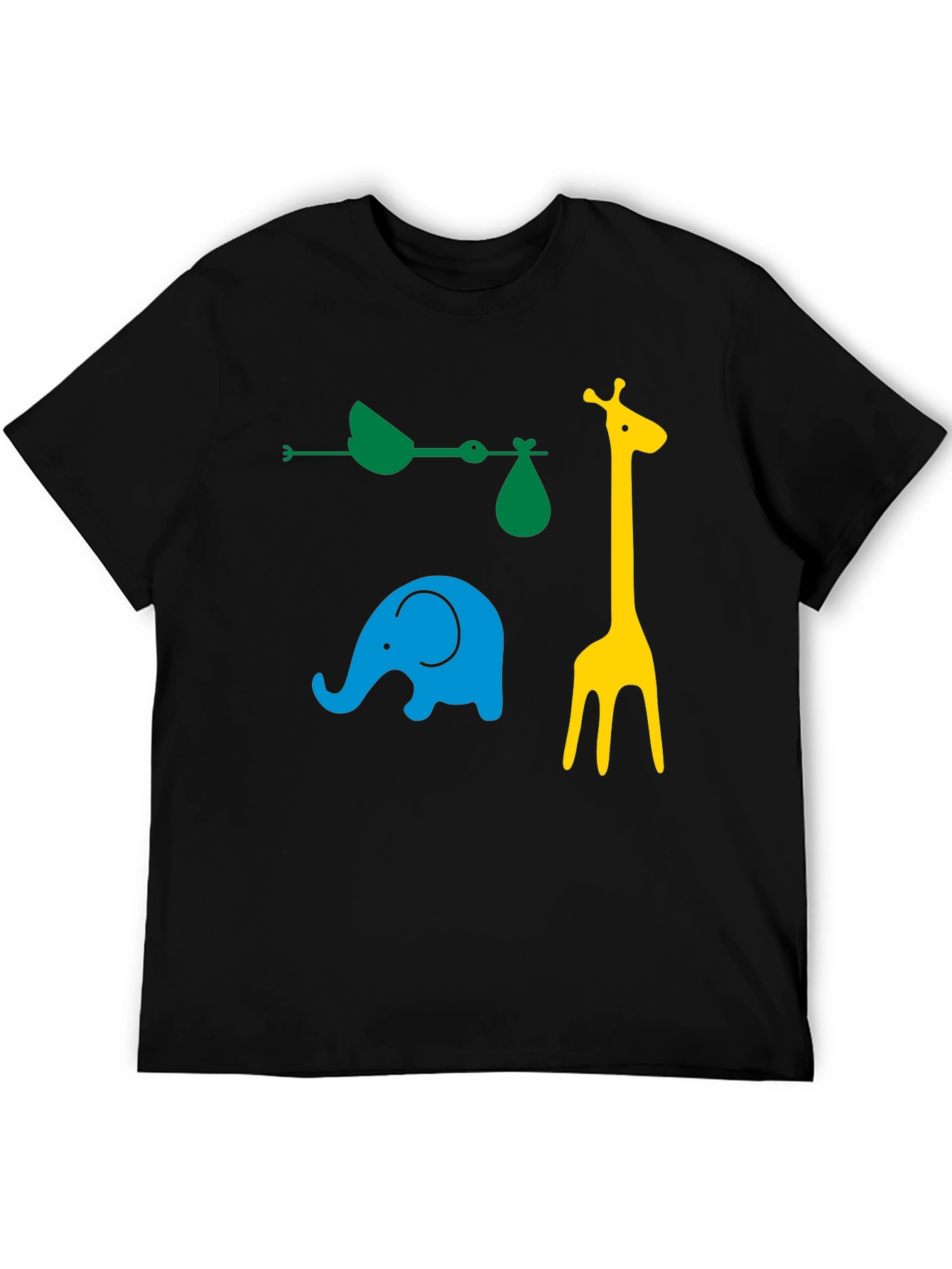 Fun Animals Graphic Tee - Black Cotton Casual Shirt