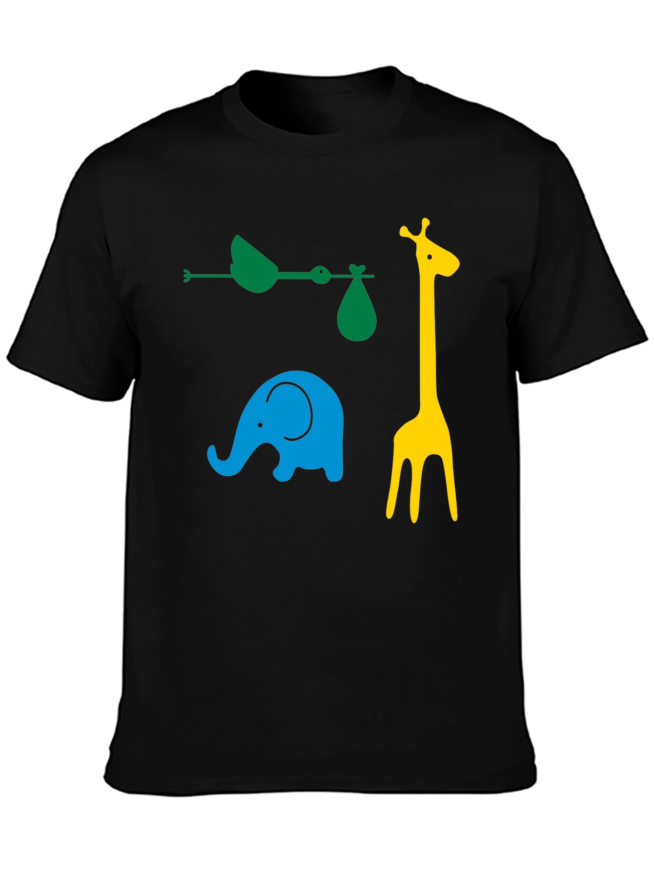 Fun Animals Graphic Tee - Black Cotton Casual Shirt