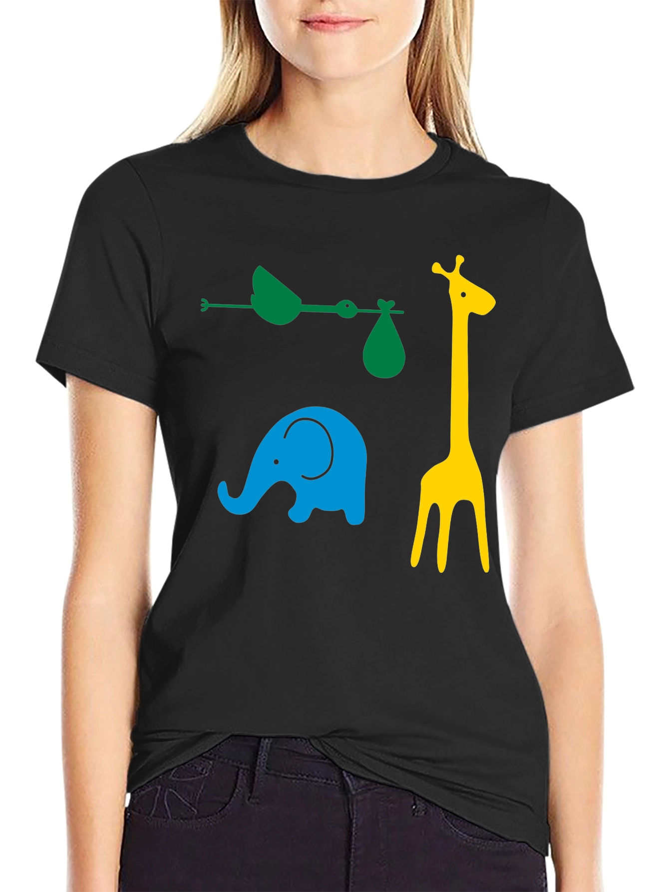 Fun Animals Graphic Tee - Black Cotton Casual Shirt