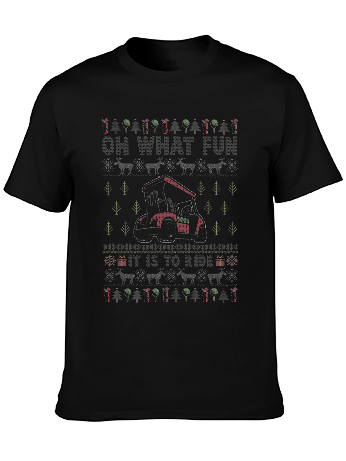 Oh What Fun Golf Cart Ugly Christmas Sweater T-Shirt