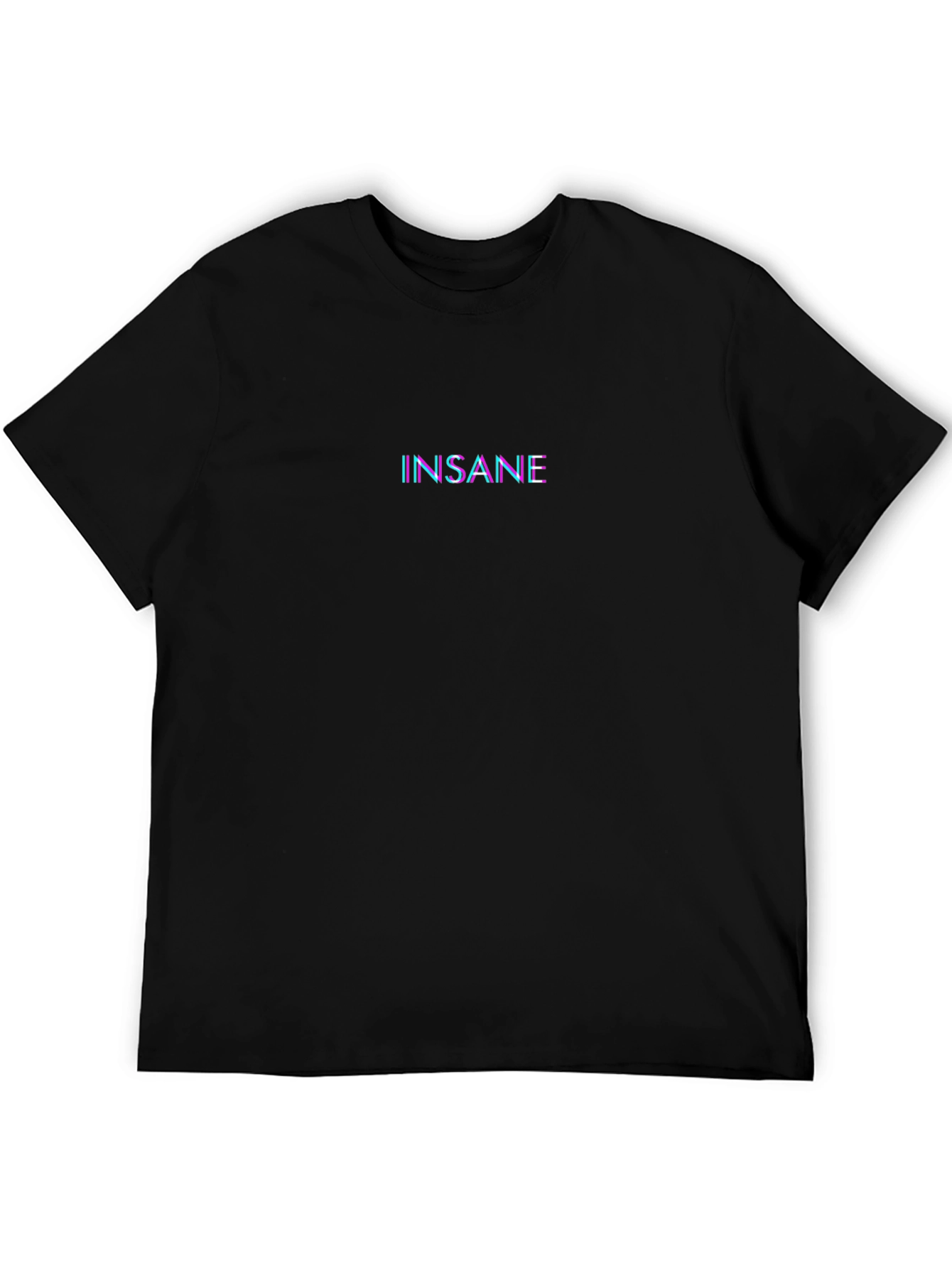 Insane Glitch Text Graphic Black T-Shirt