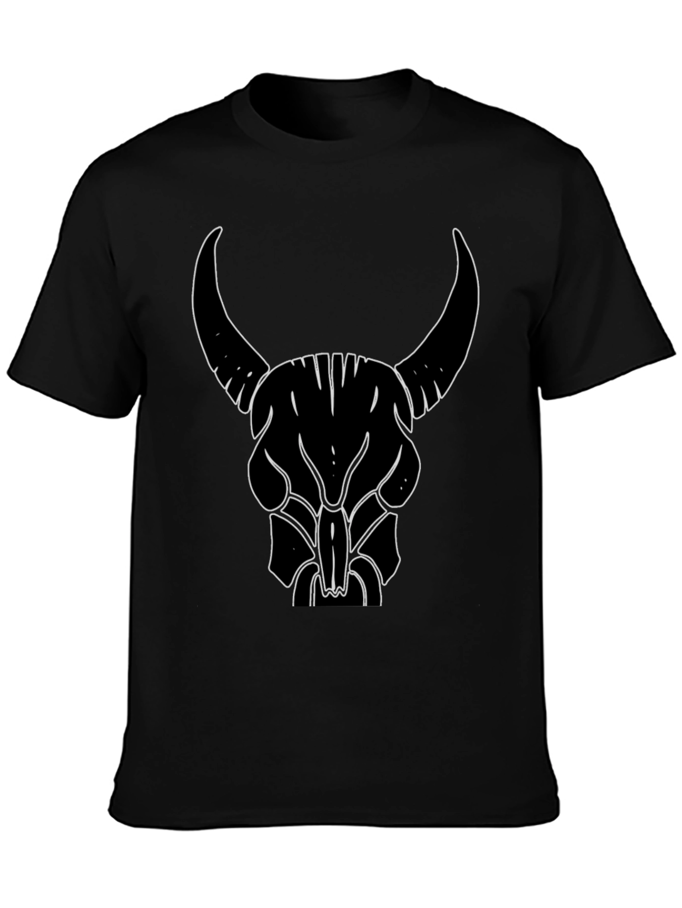 Bull Skull Graphic Tee - Black Cotton T-Shirt