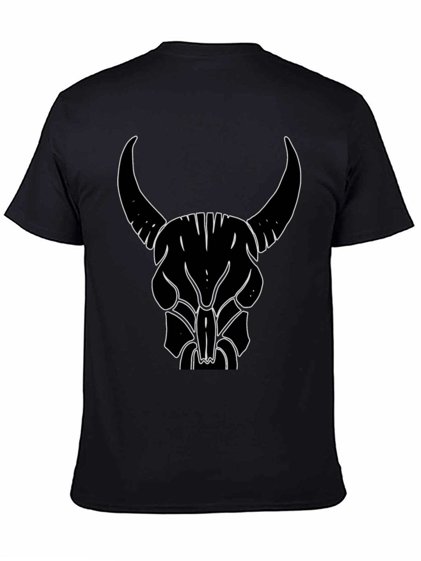 Bull Skull Graphic Tee - Black Cotton T-Shirt