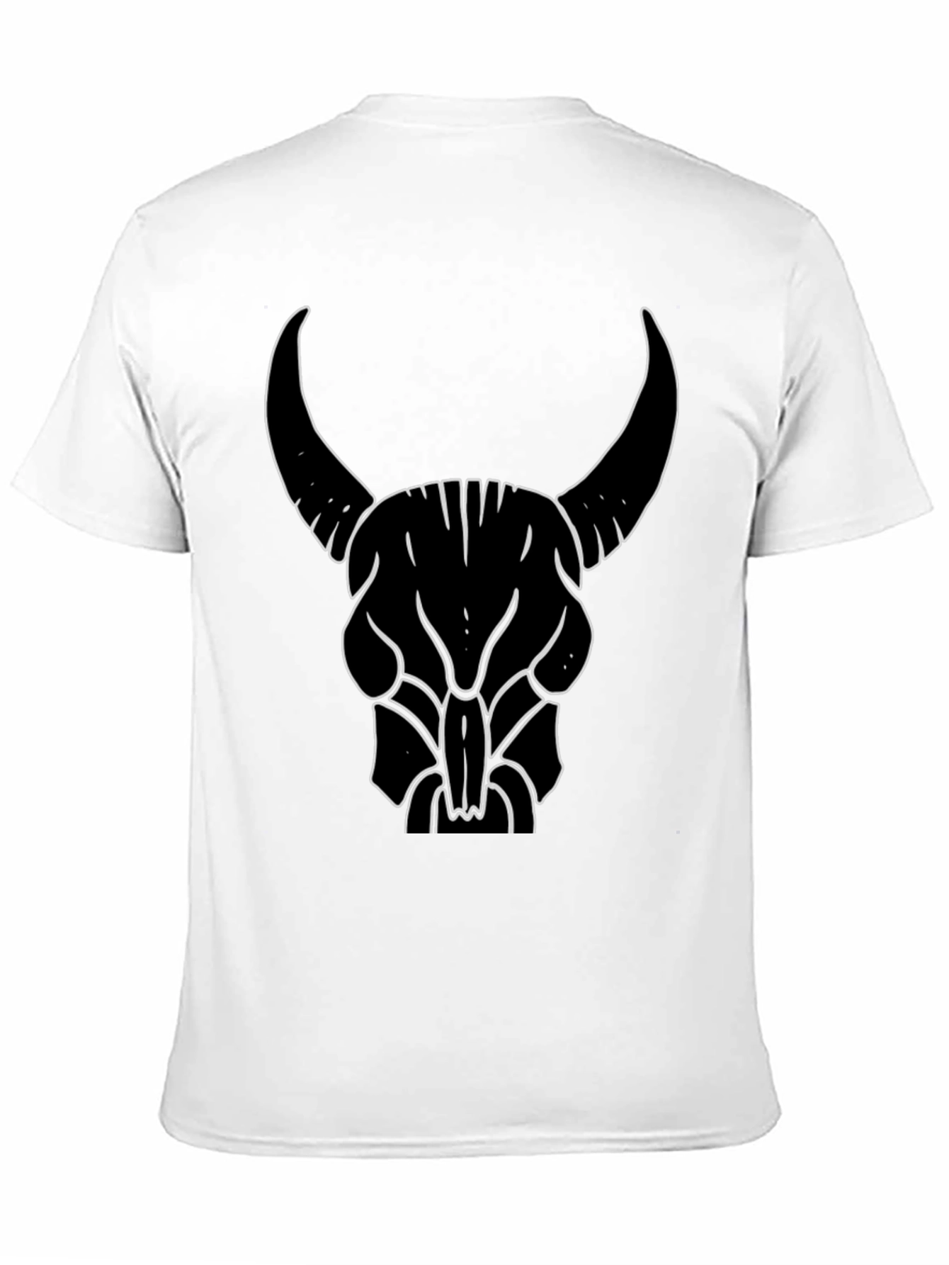 Bull Skull Graphic Tee - Black Cotton T-Shirt