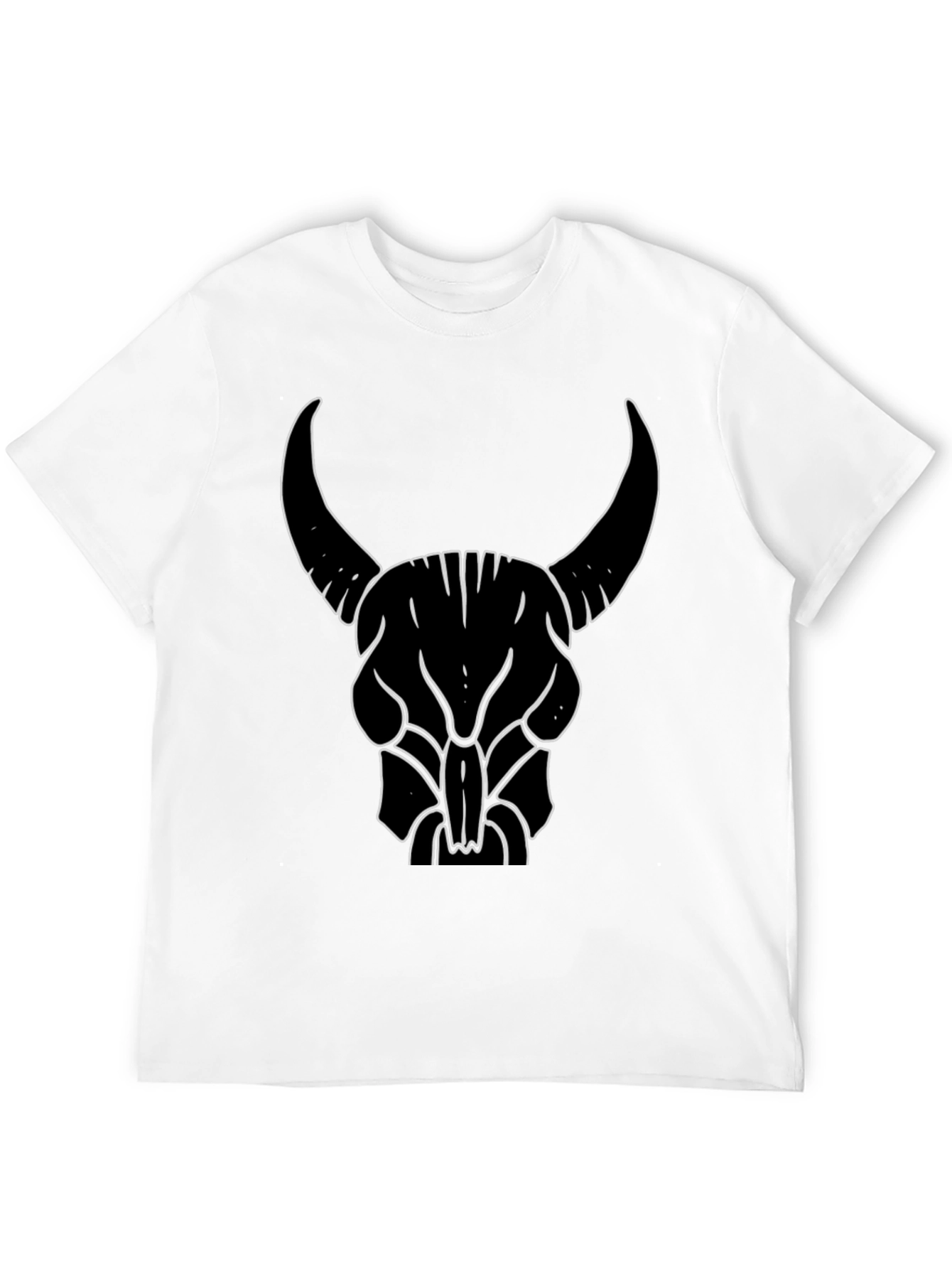 Bull Skull Graphic Tee - Black Cotton T-Shirt