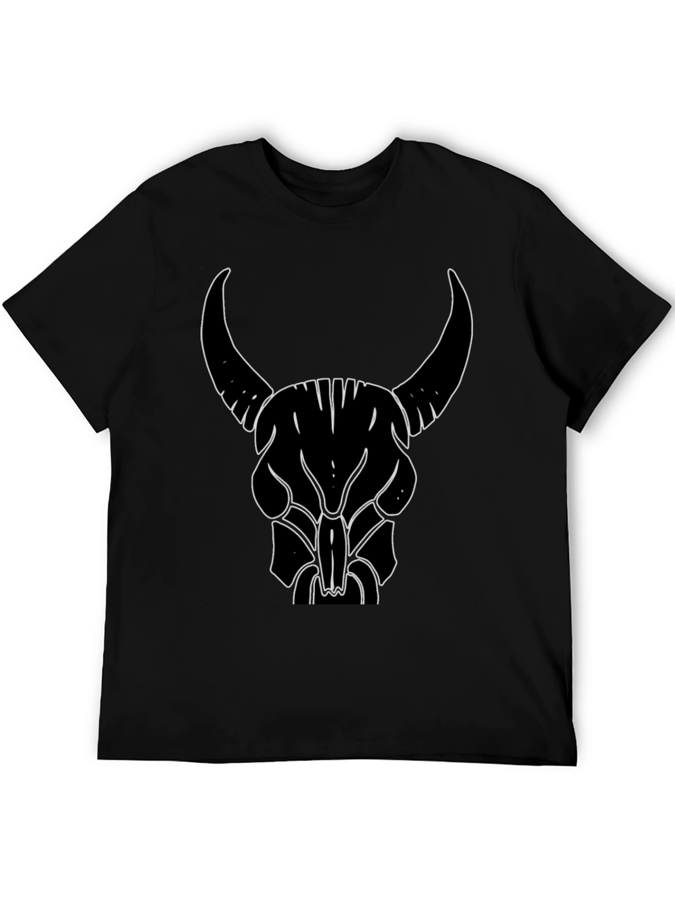 Bull Skull Graphic Tee - Black Cotton T-Shirt