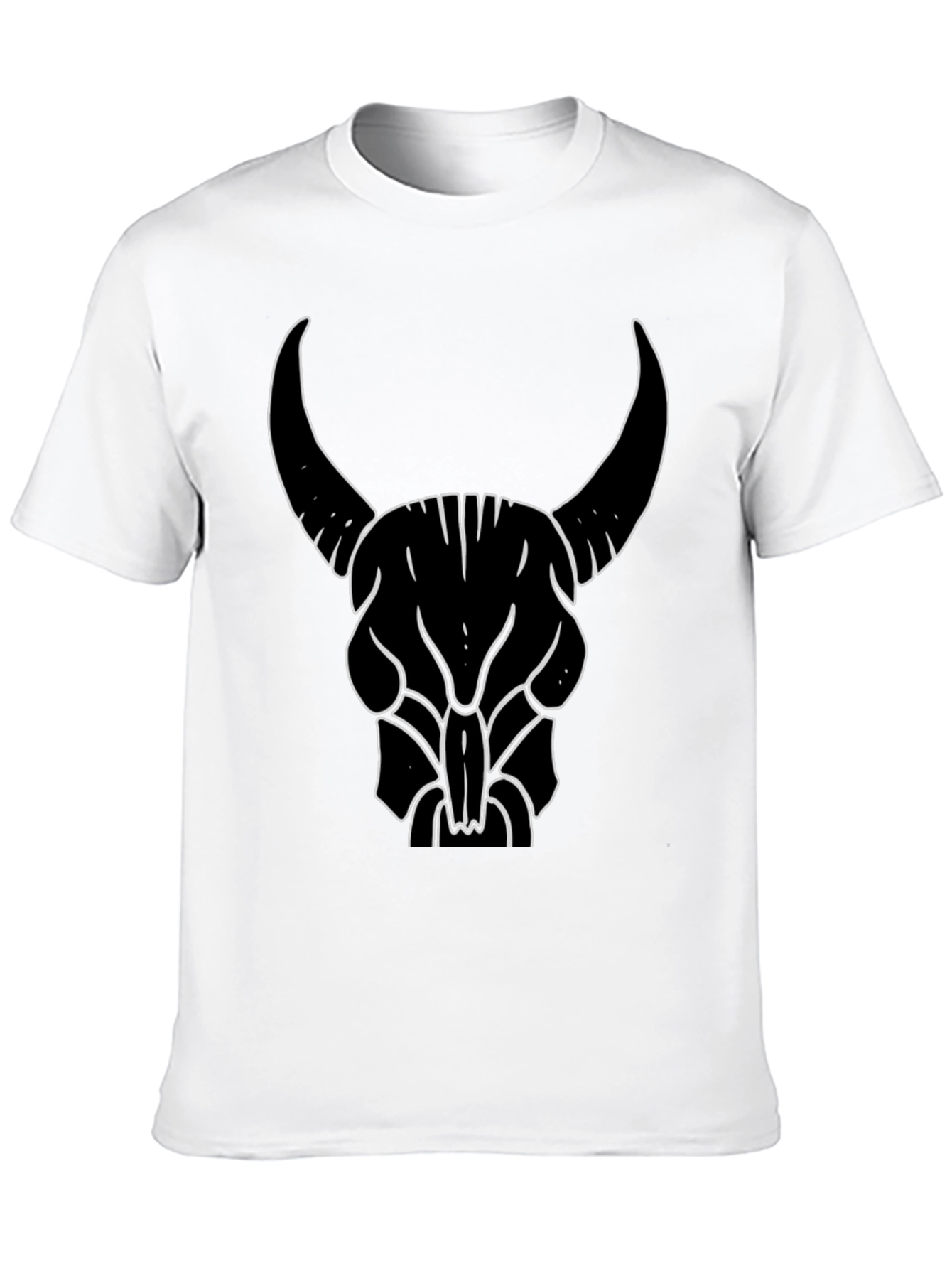 Bull Skull Graphic Tee - Black Cotton T-Shirt