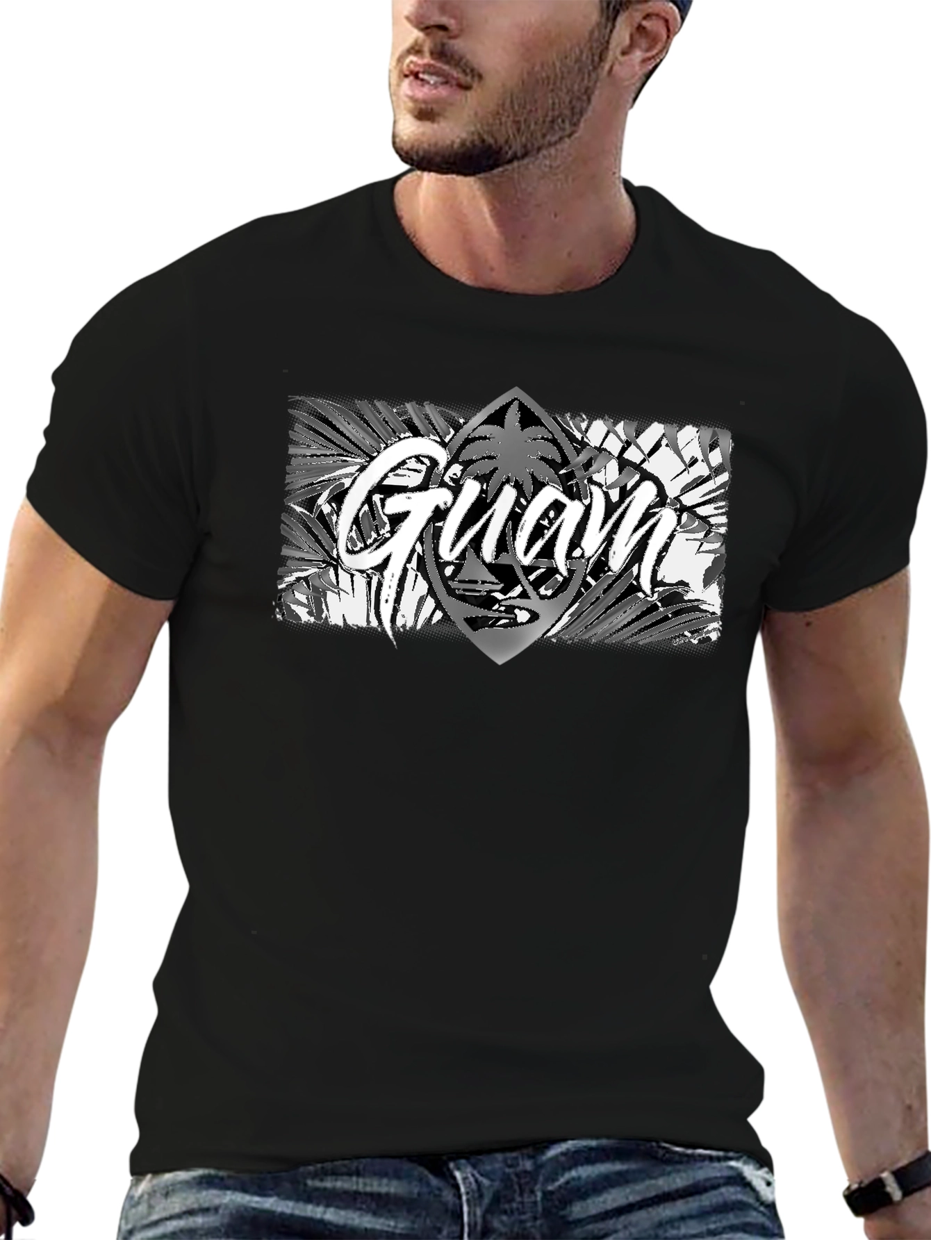 Guam Island Style Graphic T-Shirt - Black