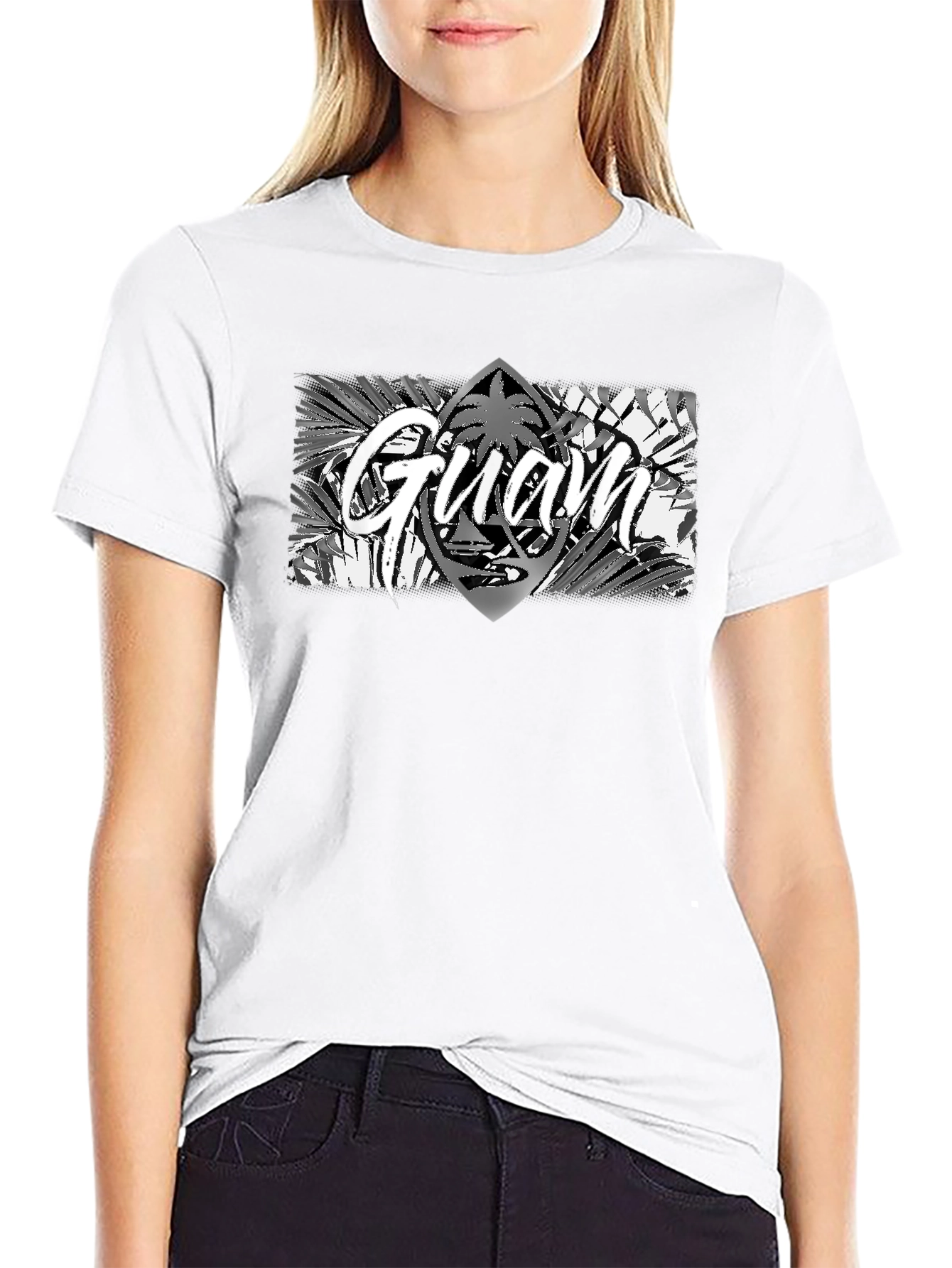 Guam Island Style Graphic T-Shirt - Black