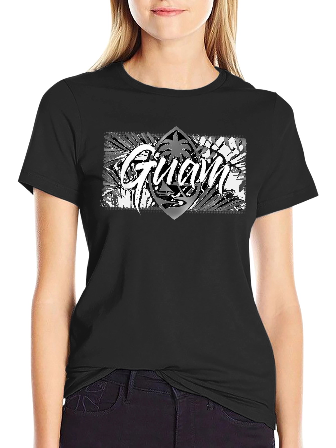 Guam Island Style Graphic T-Shirt - Black