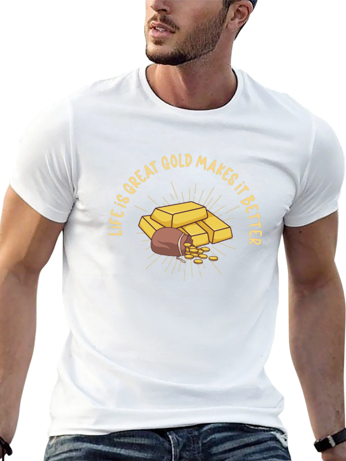Life is Great Gold Makes it Better Graphic T-Shirt