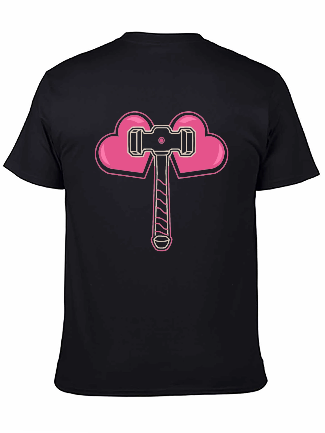 Heart Hammer Graphic Tee - Black Cotton Casual T-Shirt