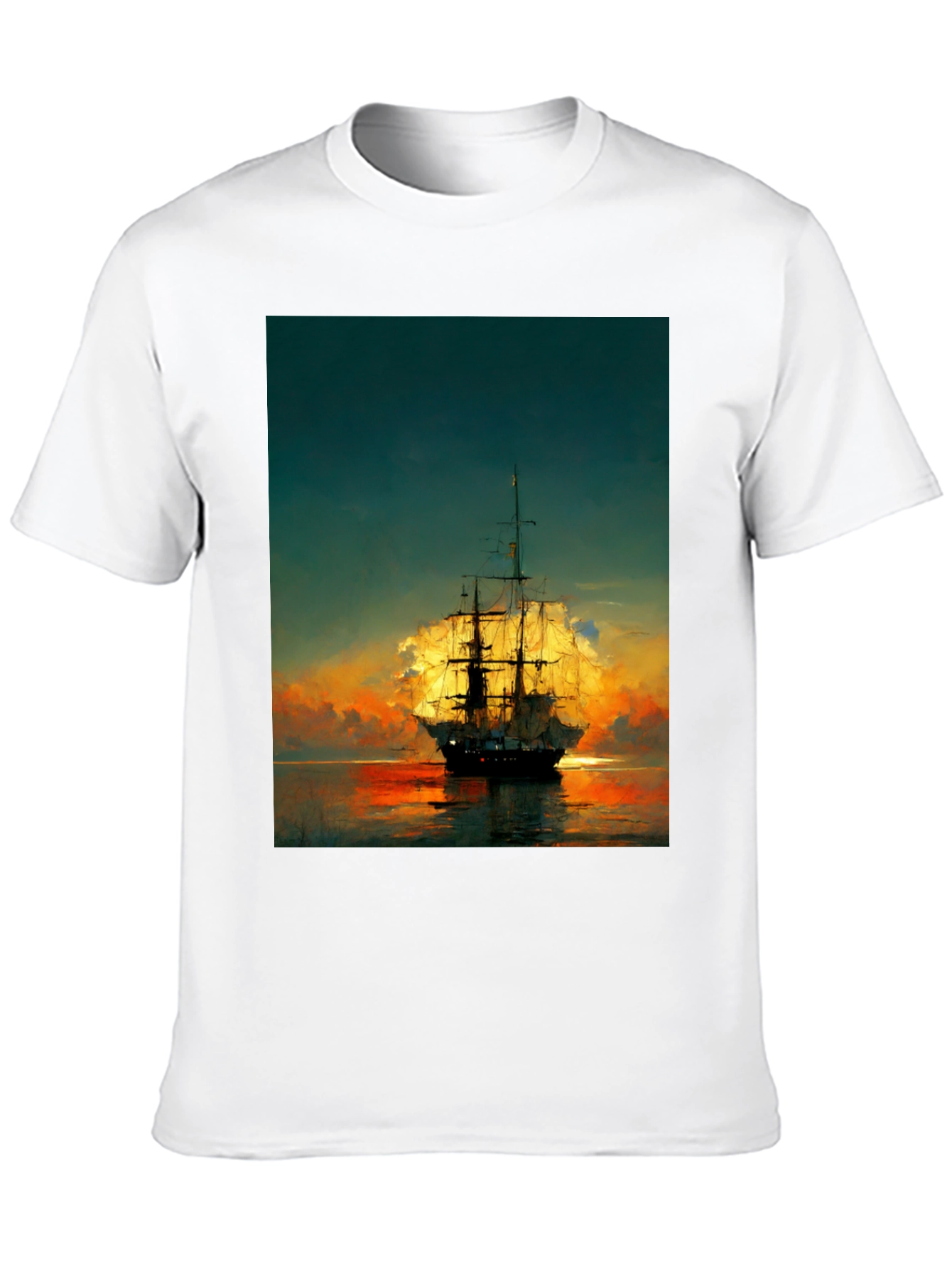 Sailing Ship Sunset Graphic T-Shirt