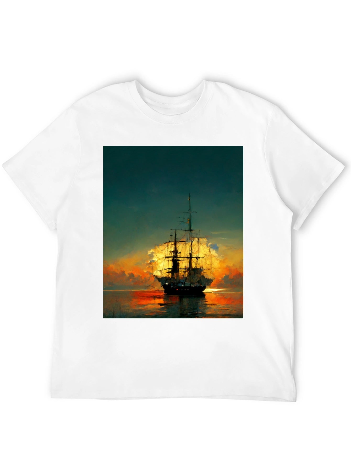 Sailing Ship Sunset Graphic T-Shirt