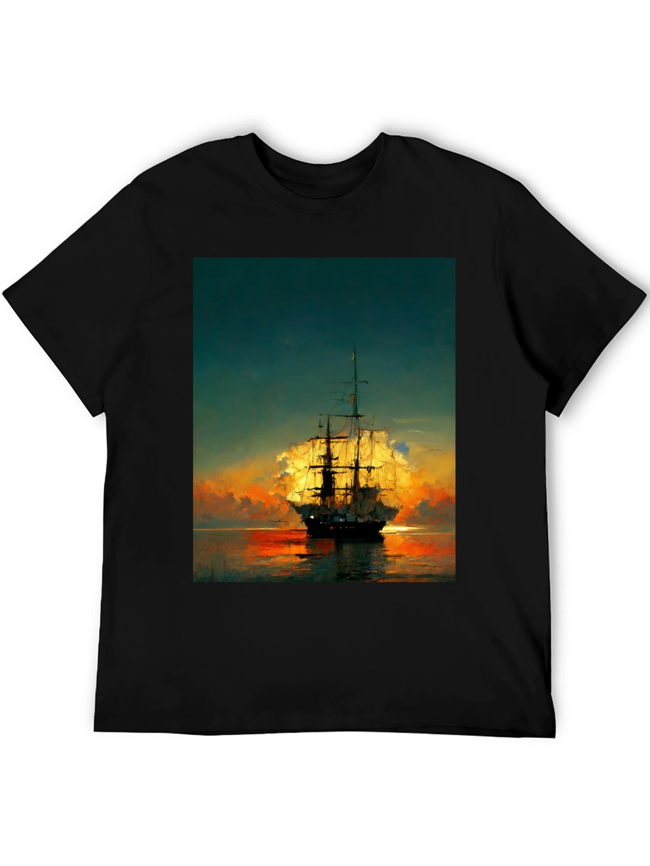 Sailing Ship Sunset Graphic T-Shirt