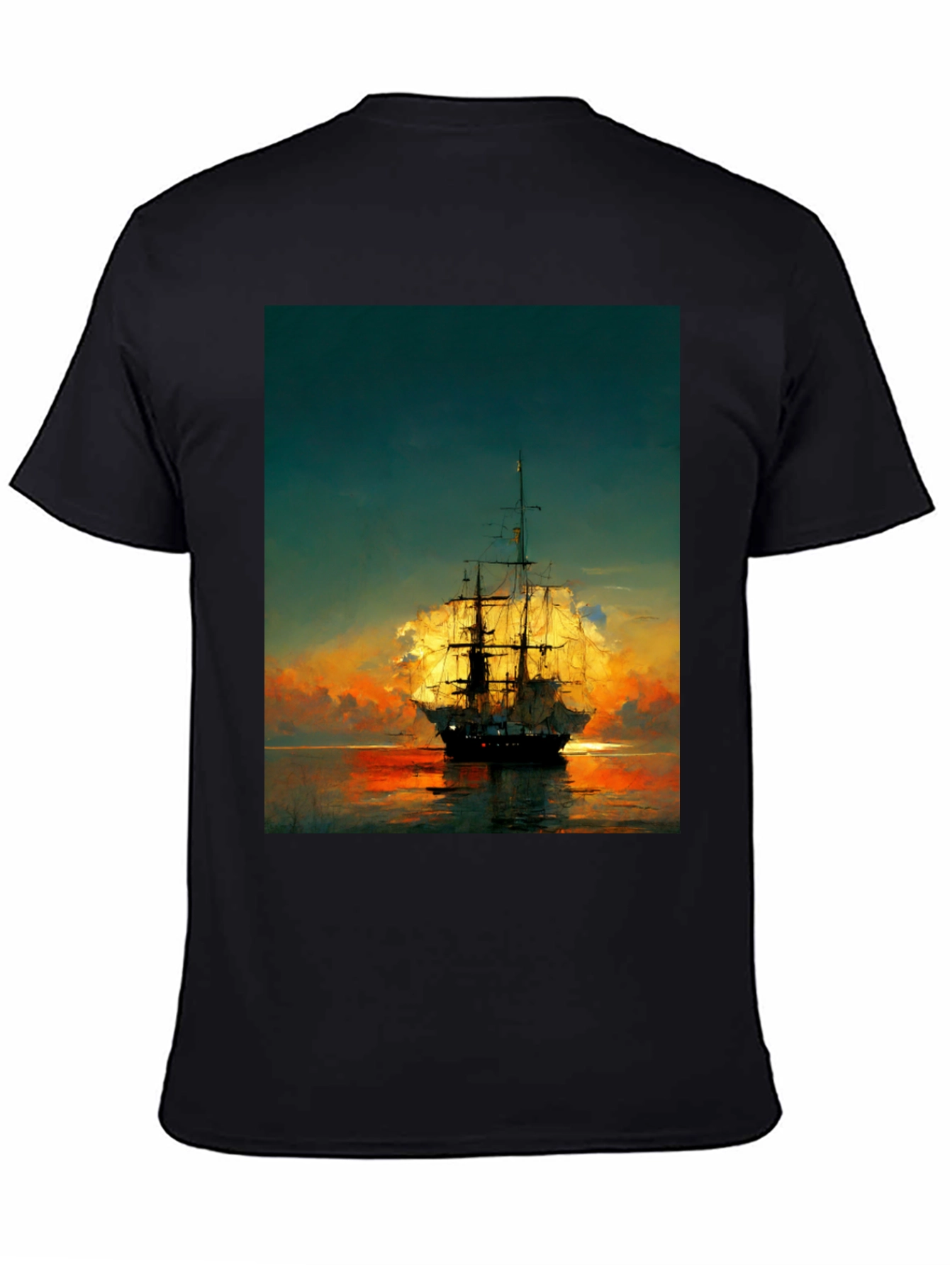 Sailing Ship Sunset Graphic T-Shirt