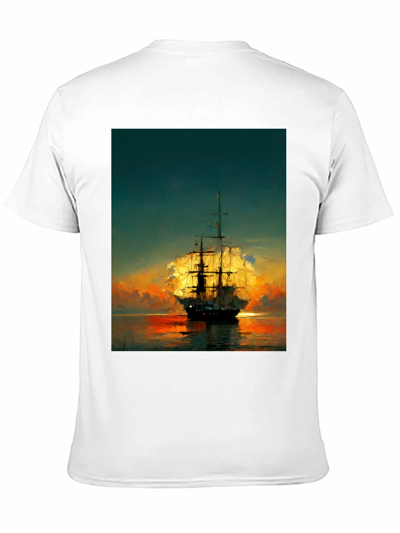 Sailing Ship Sunset Graphic T-Shirt