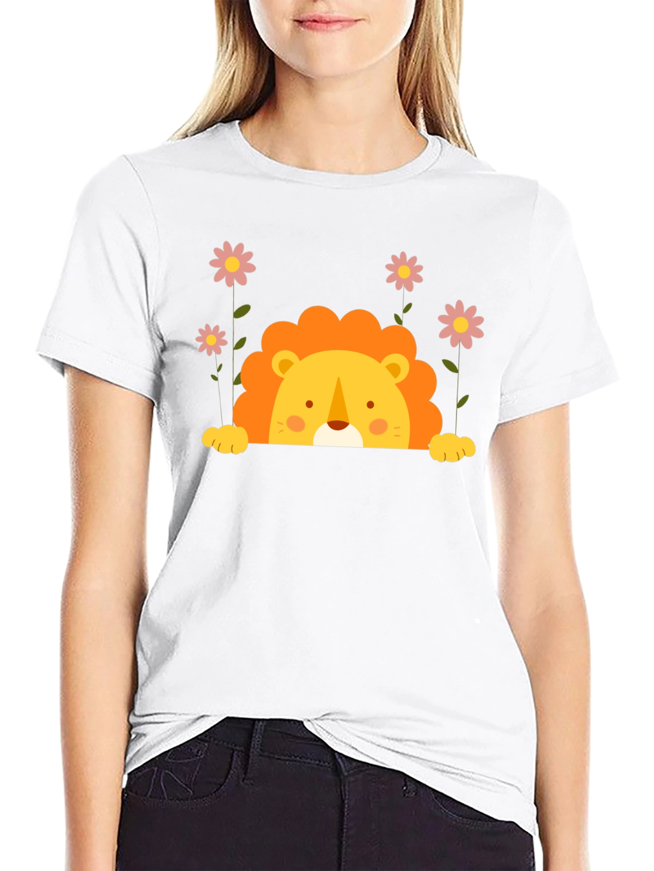 Cute Lion Graphic Tee - Black Unisex T-Shirt