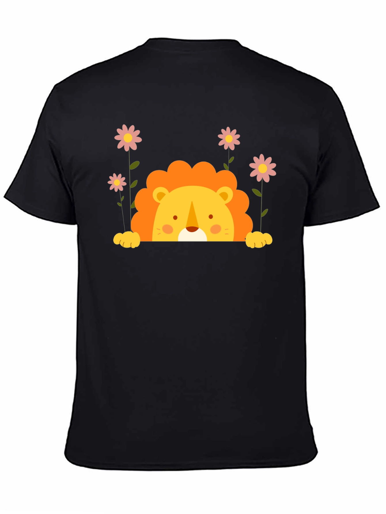 Cute Lion Graphic Tee - Black Unisex T-Shirt