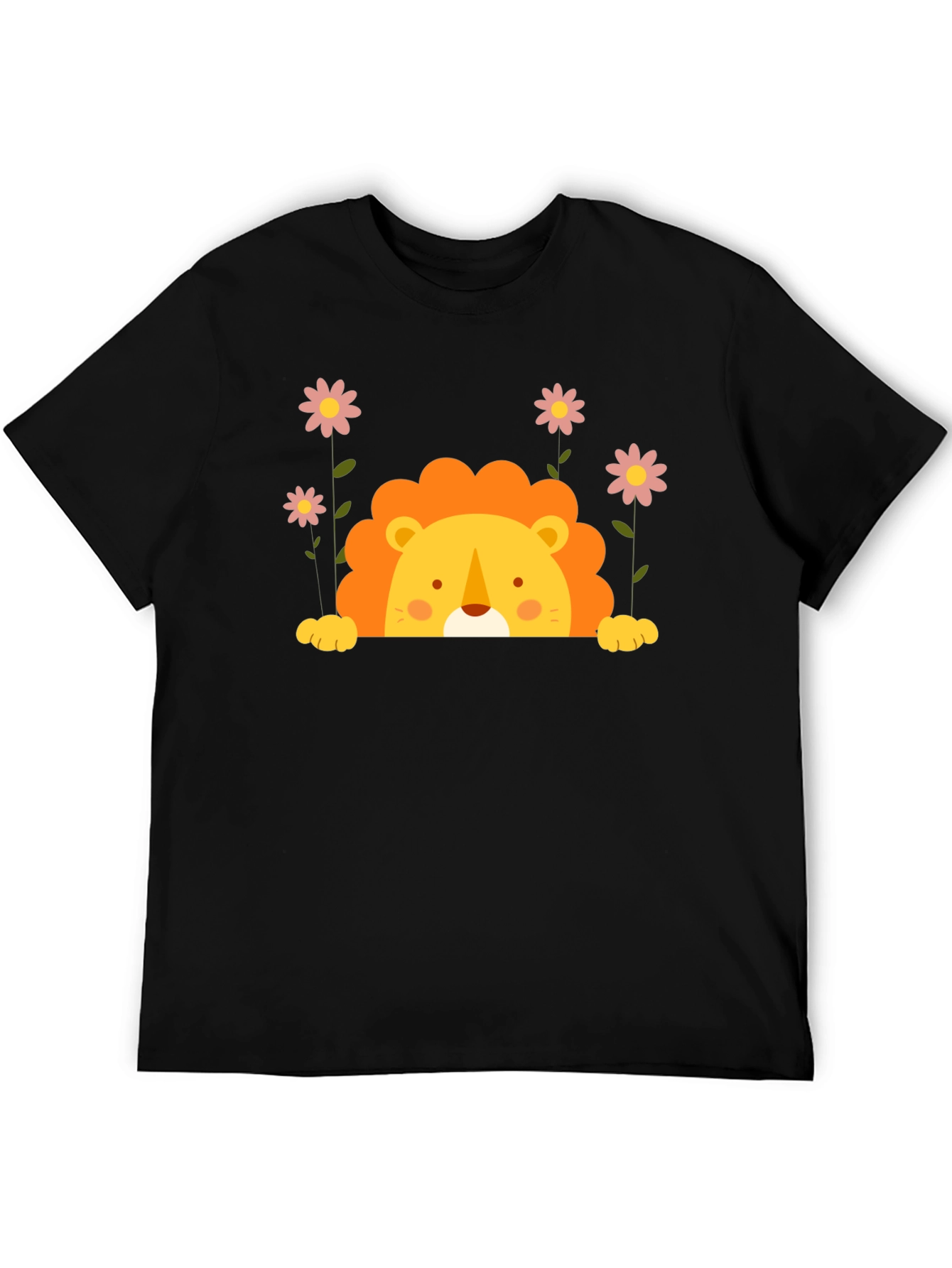 Cute Lion Graphic Tee - Black Unisex T-Shirt