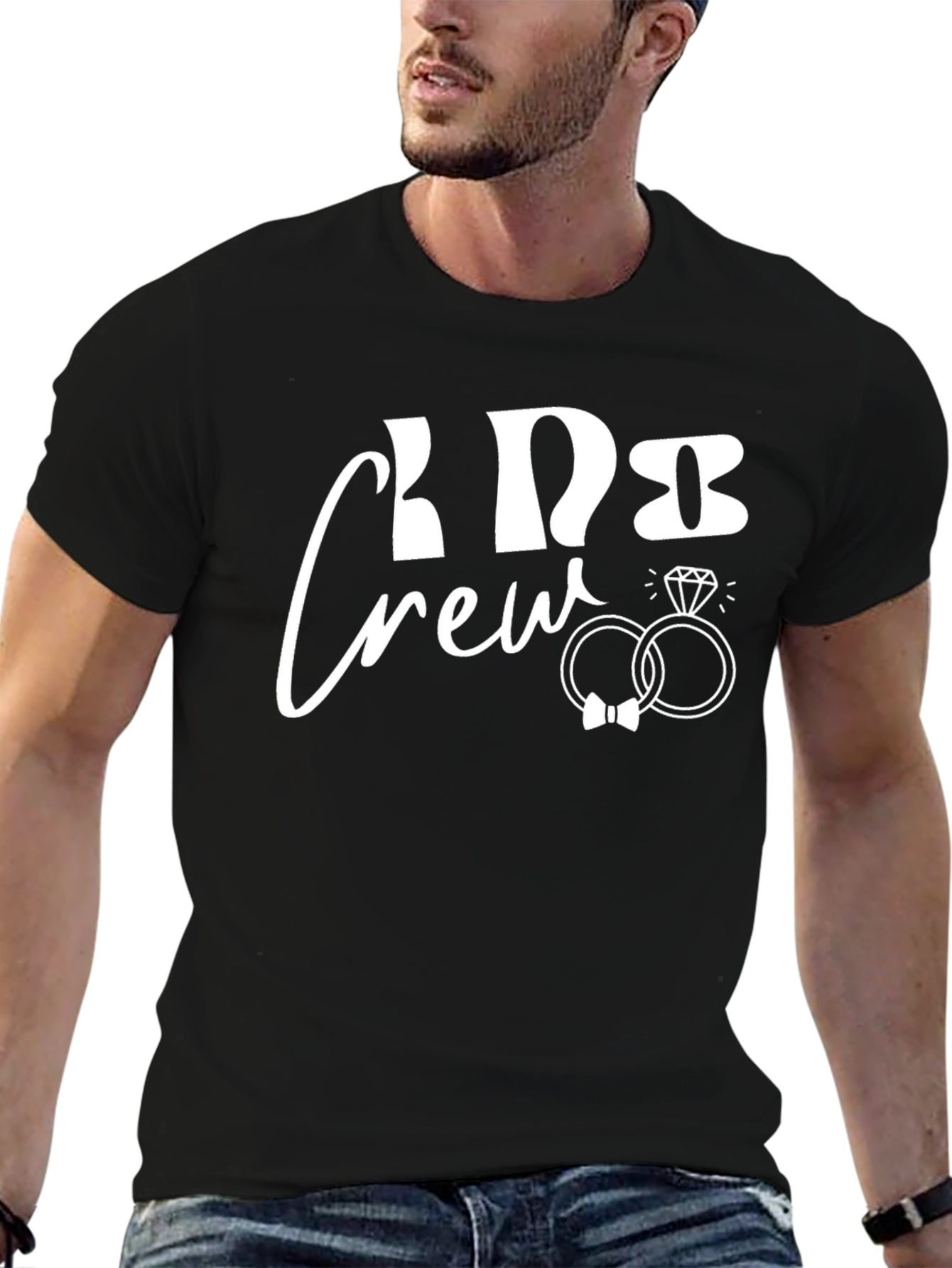 Bride Crew Black T-Shirt with Ring Graphic