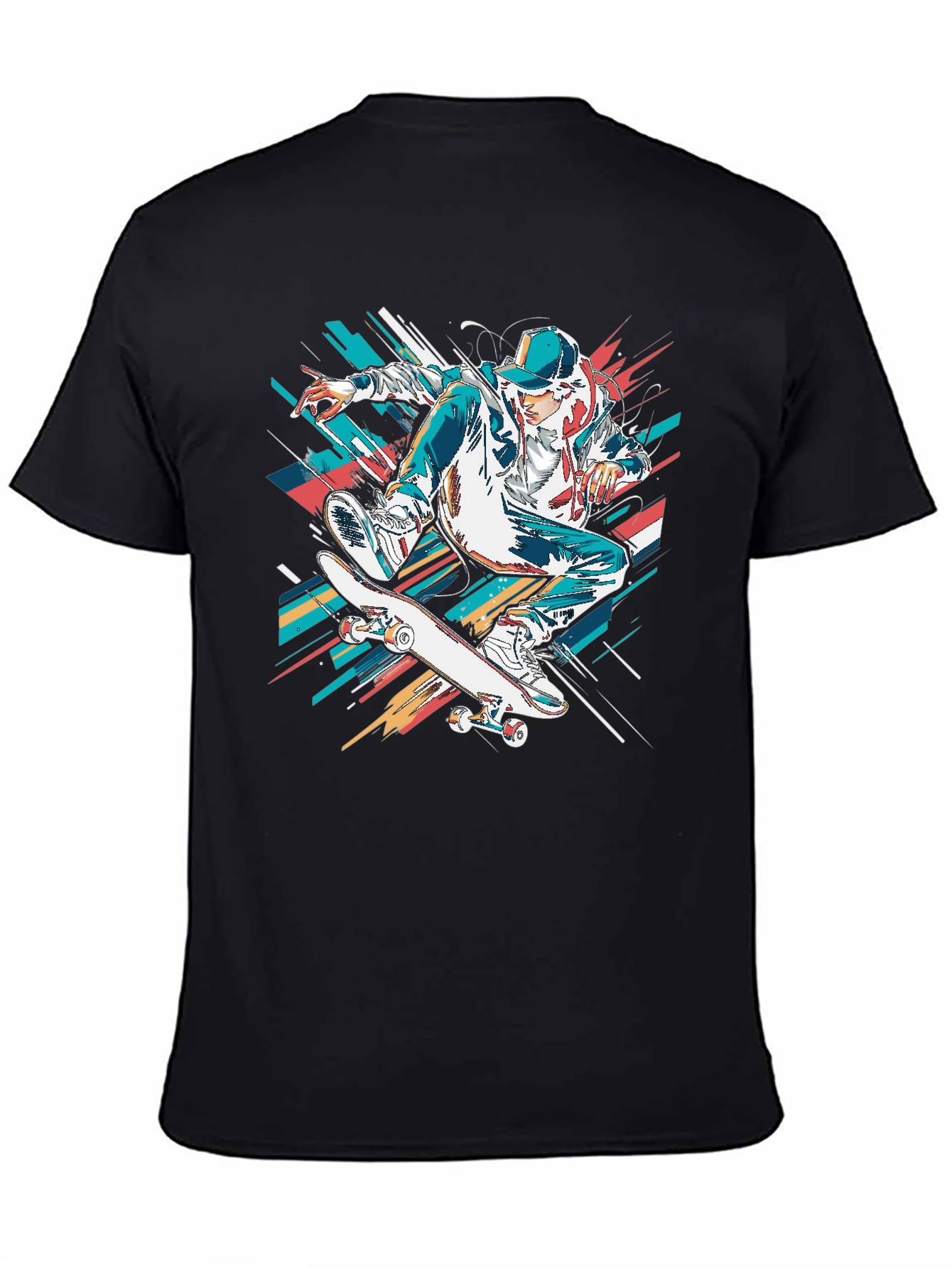Skateboarder Graphic Black T-Shirt