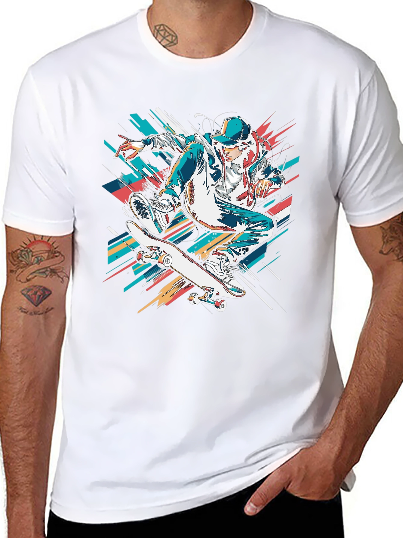 Skateboarder Graphic Black T-Shirt