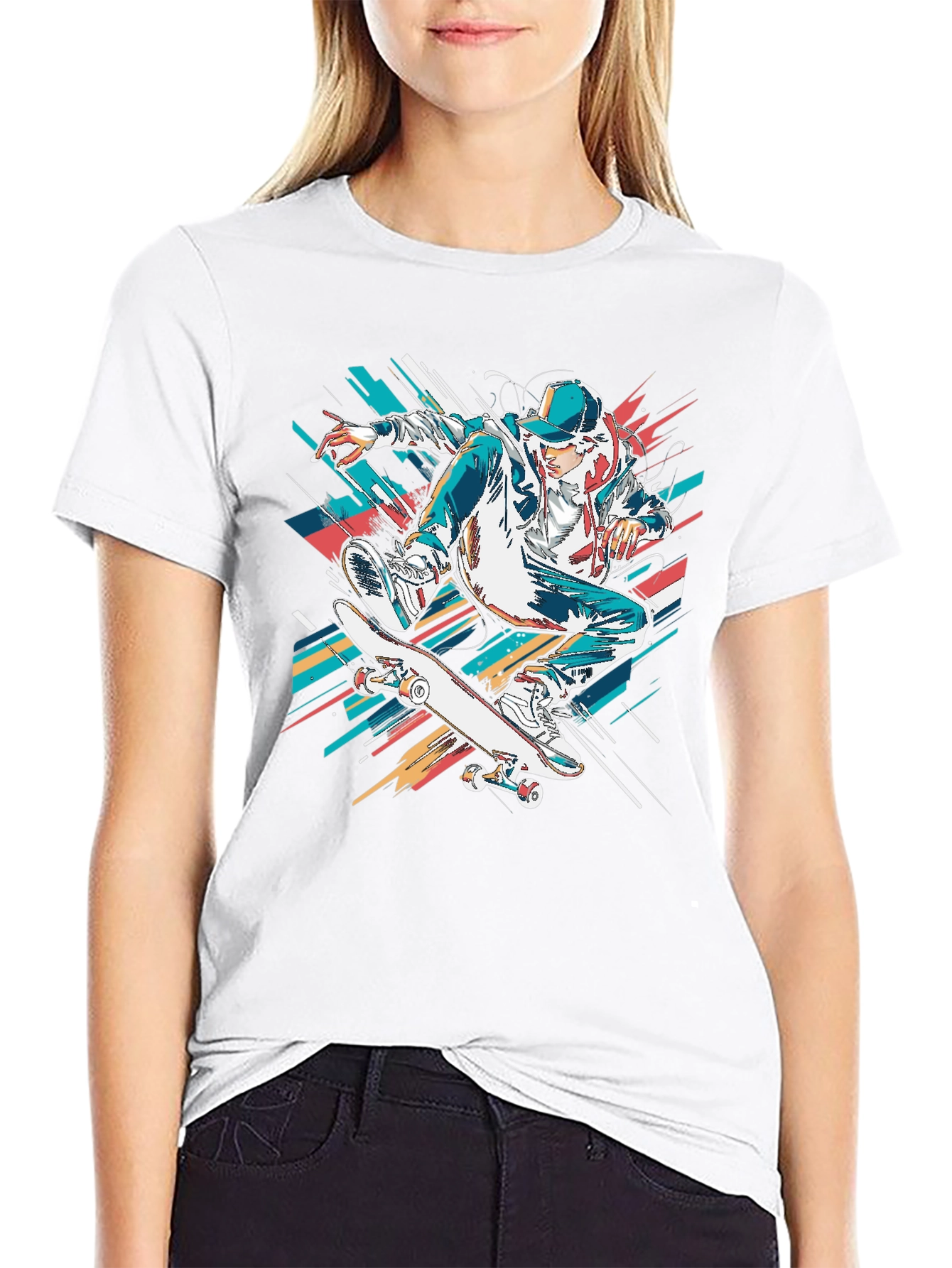 Skateboarder Graphic Black T-Shirt