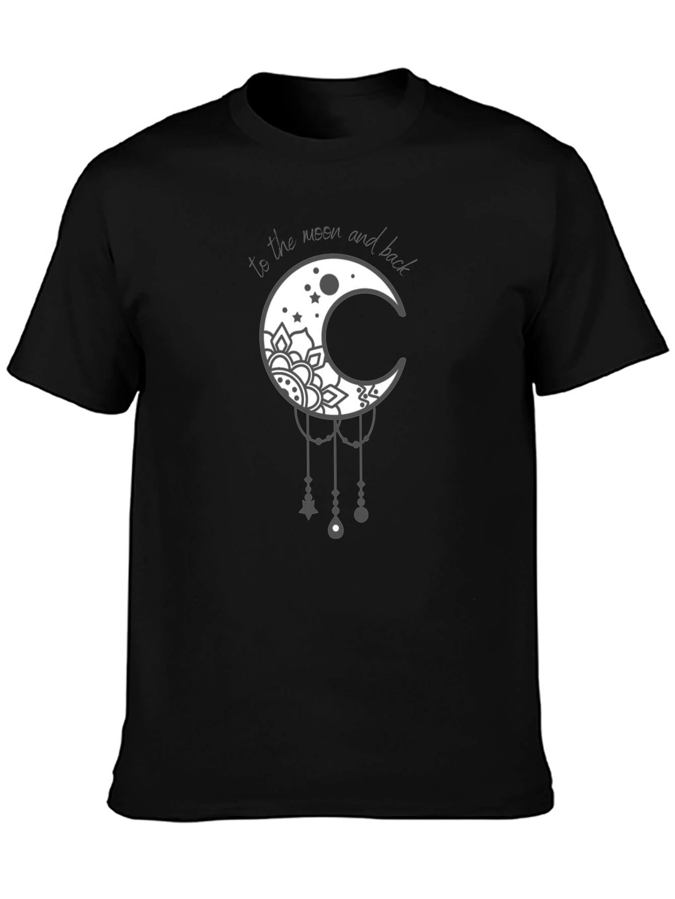Moon and Back Graphic Tee - Stylish Celestial Design