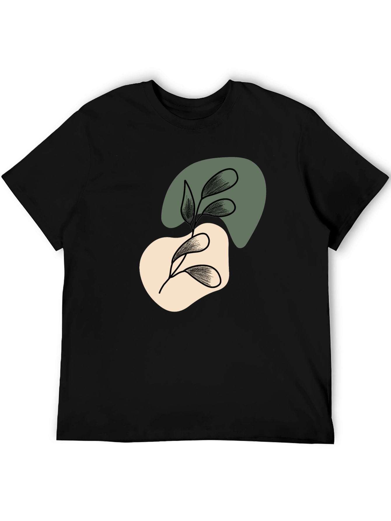 Abstract Leaf Graphic Black T-Shirt