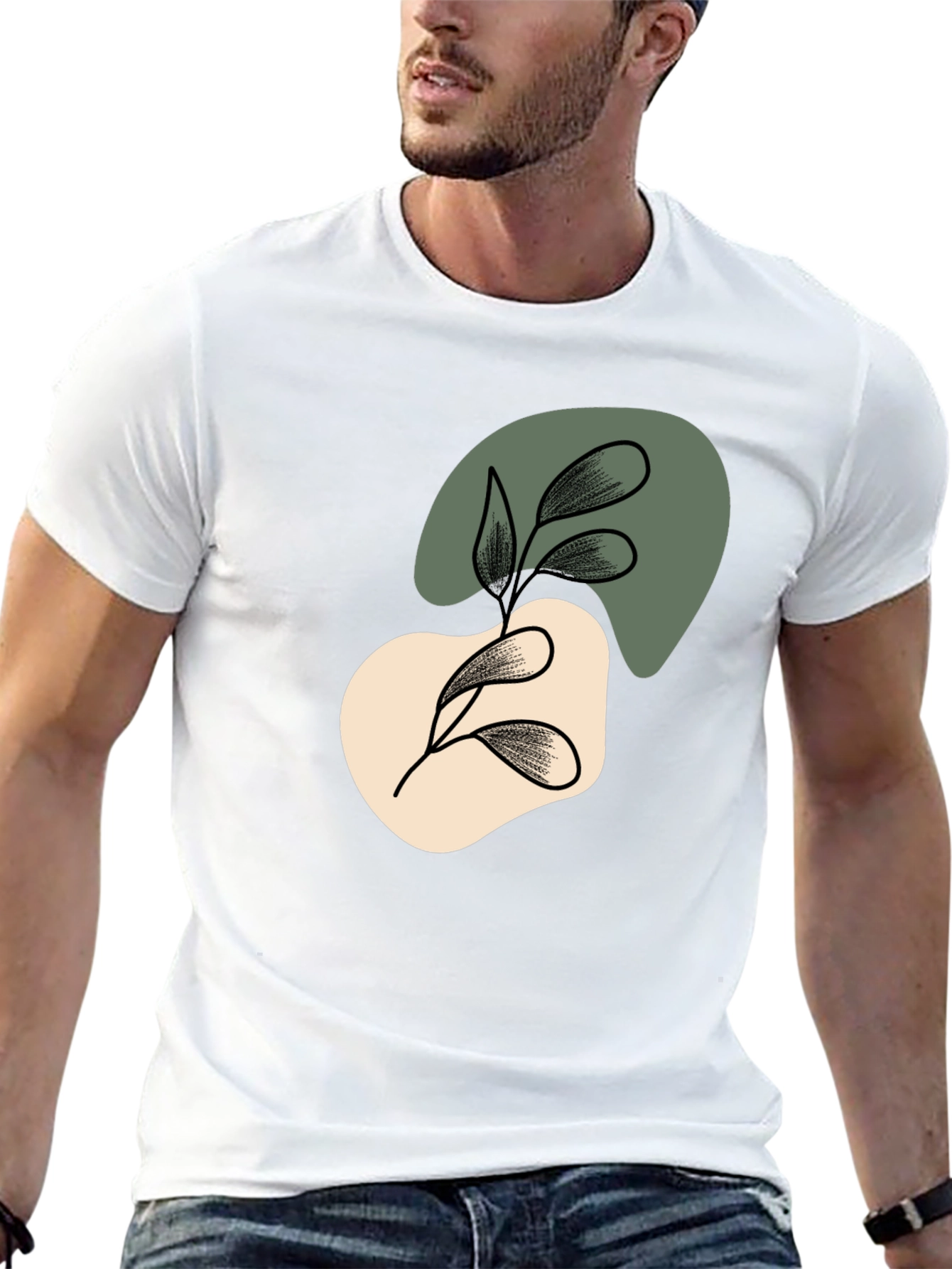 Abstract Leaf Graphic Black T-Shirt