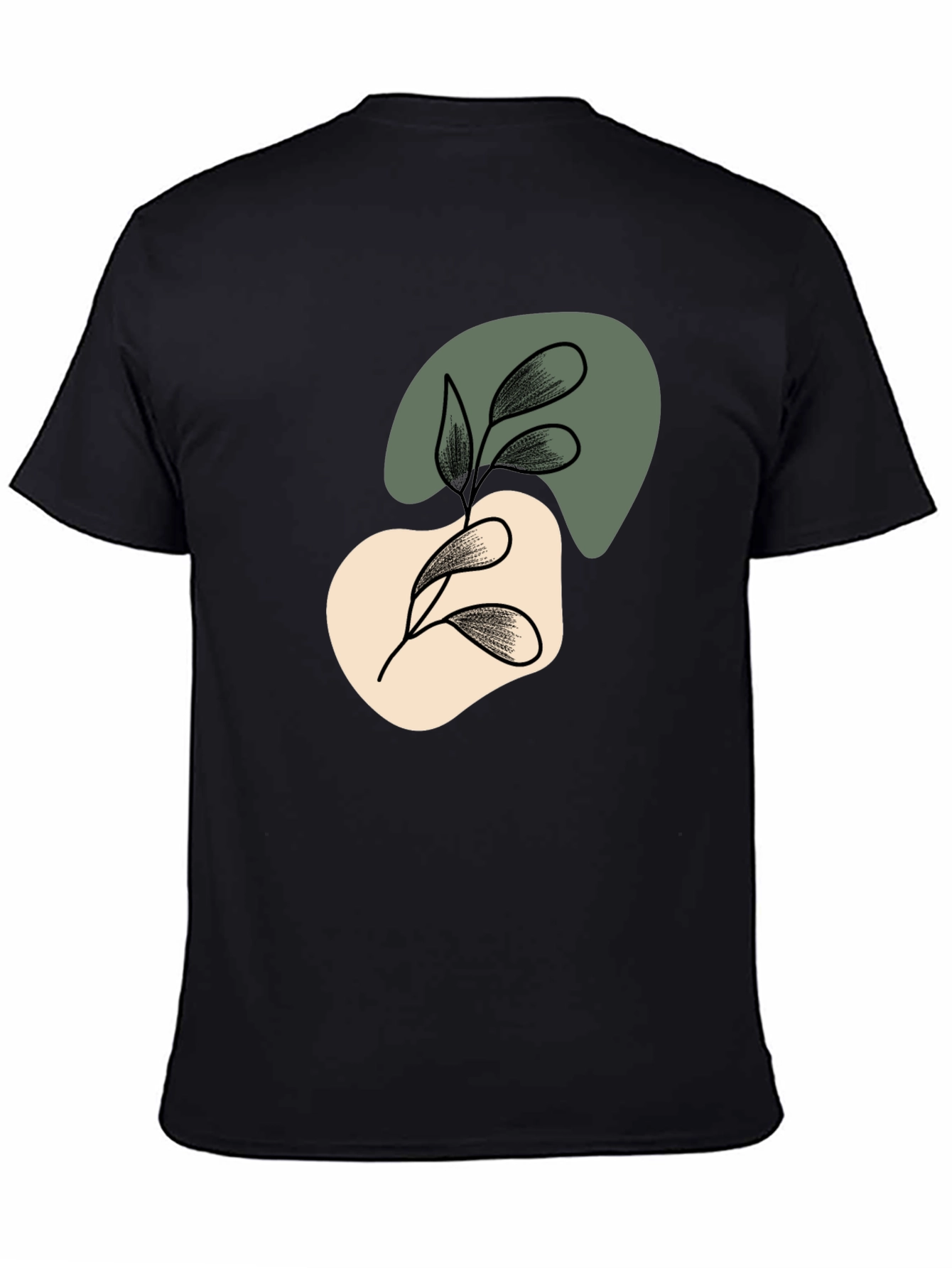 Abstract Leaf Graphic Black T-Shirt