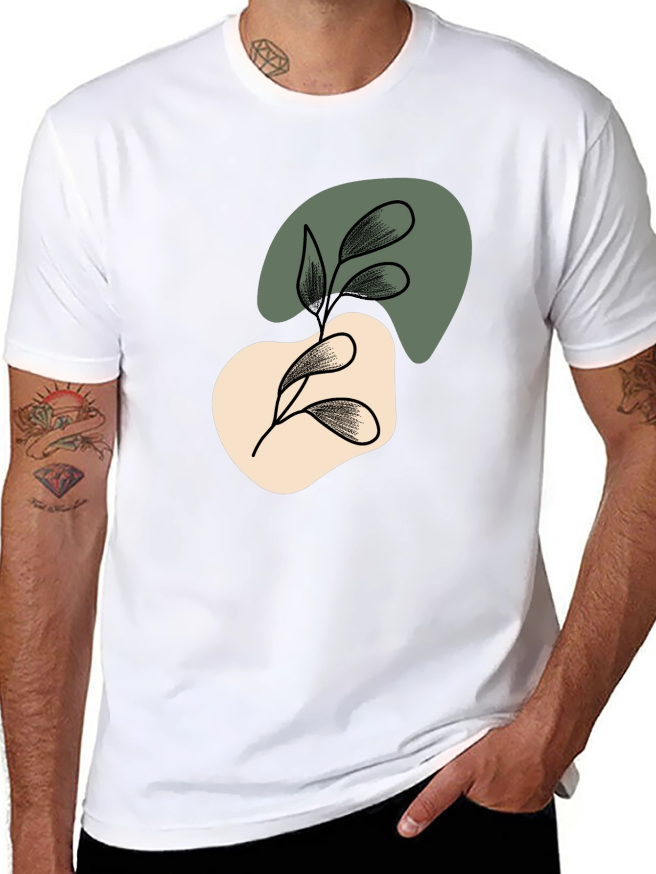 Abstract Leaf Graphic Black T-Shirt