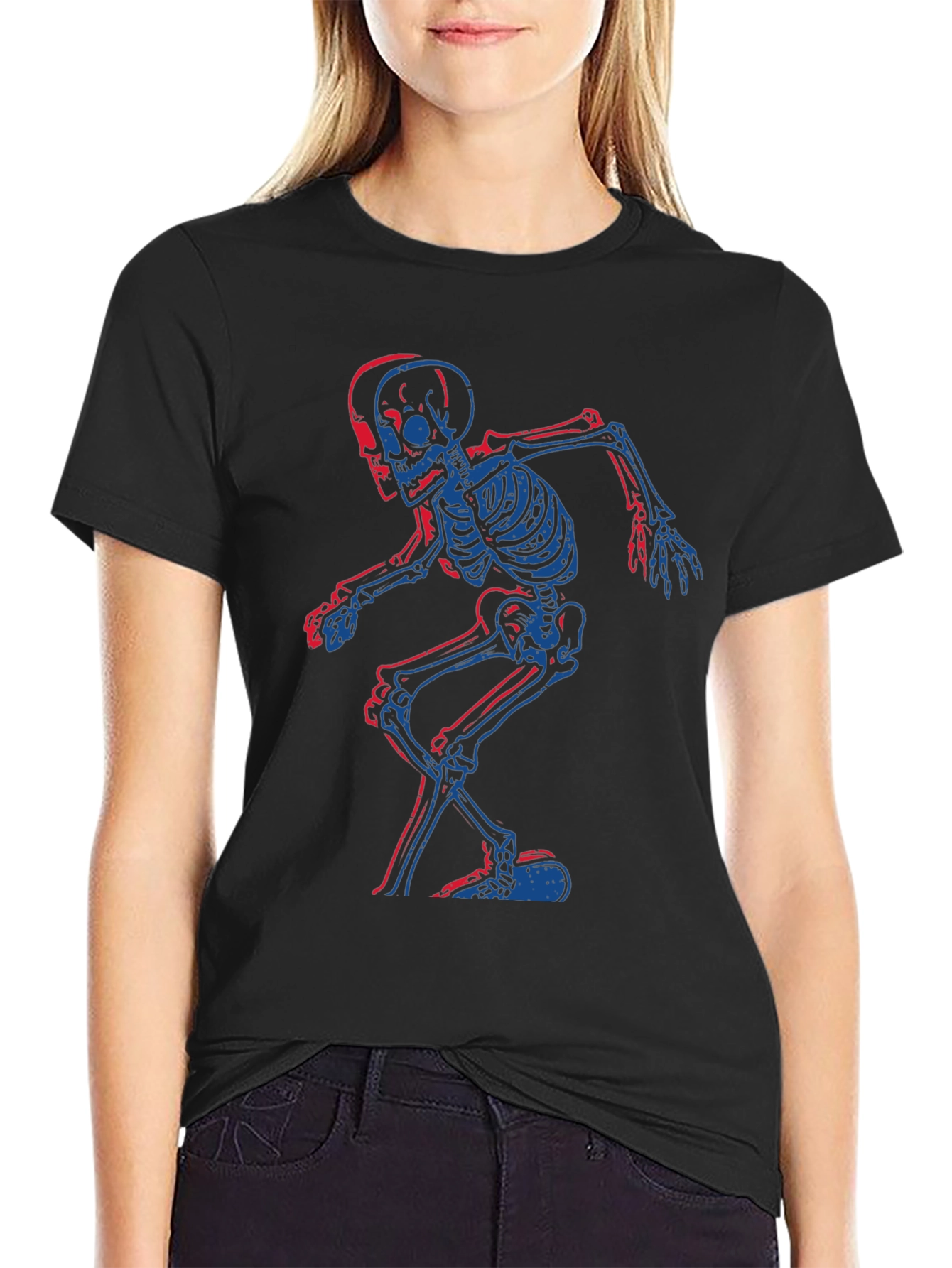 Skeleton Graphic Tee - Black Cotton T-Shirt
