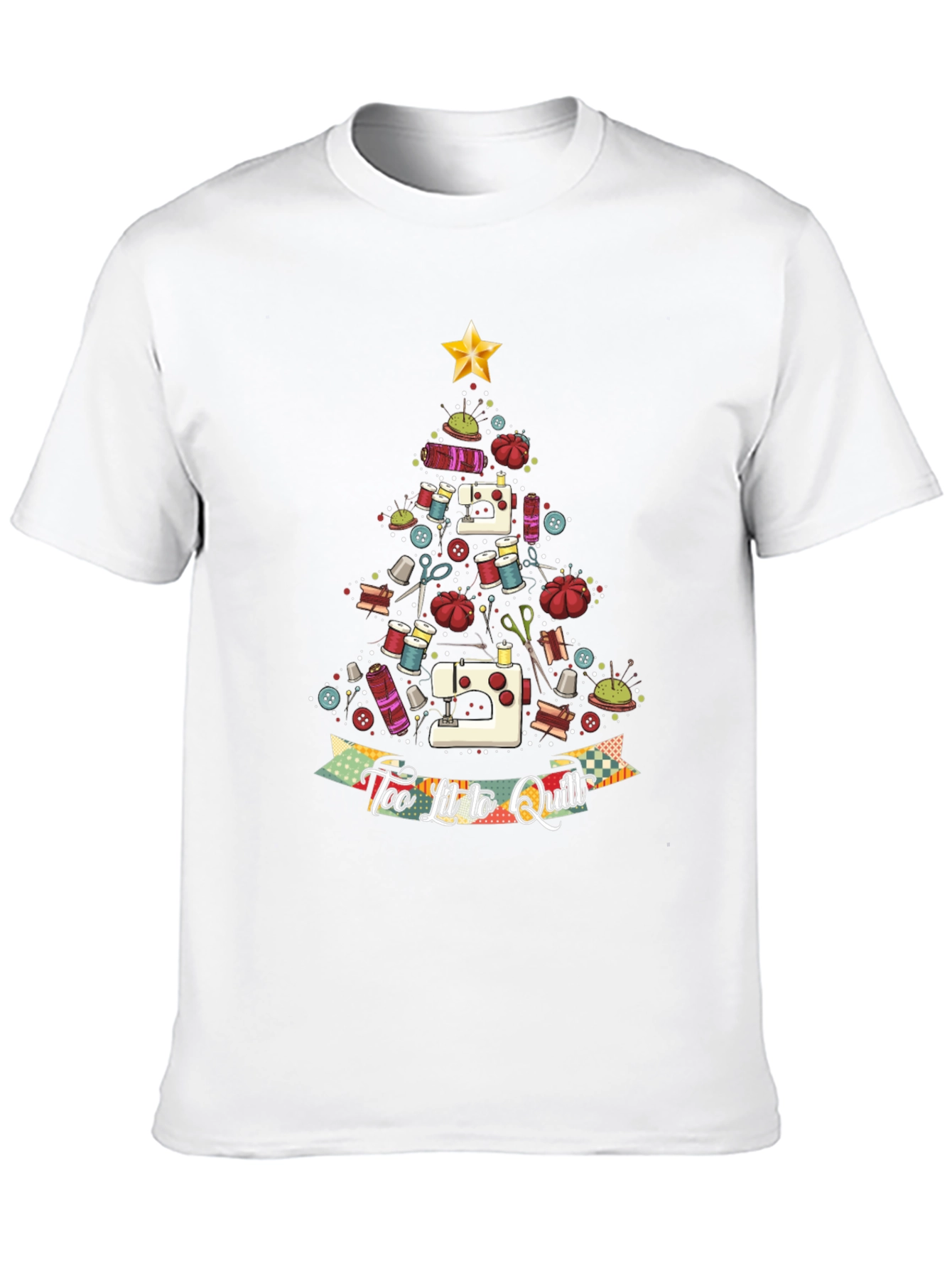 Sewing Christmas Tree T-Shirt - Too Lit to Quilt