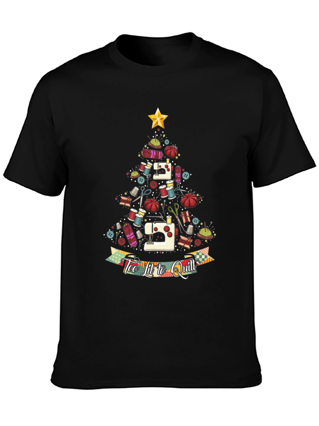 Sewing Christmas Tree T-Shirt - Too Lit to Quilt