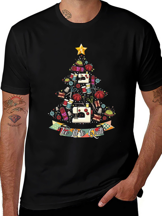 Sewing Christmas Tree T-Shirt - Too Lit to Quilt