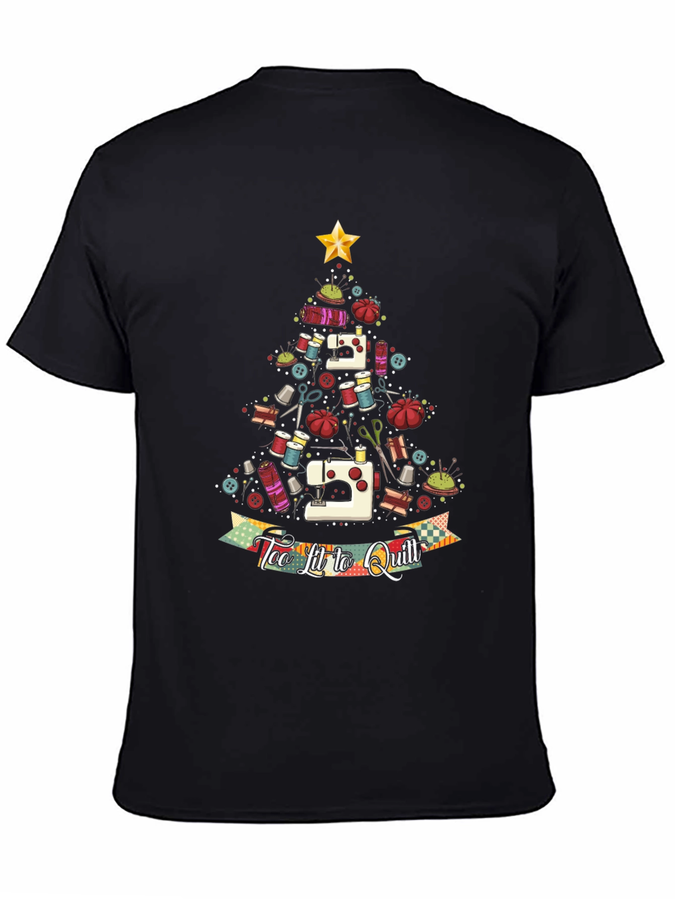 Sewing Christmas Tree T-Shirt - Too Lit to Quilt
